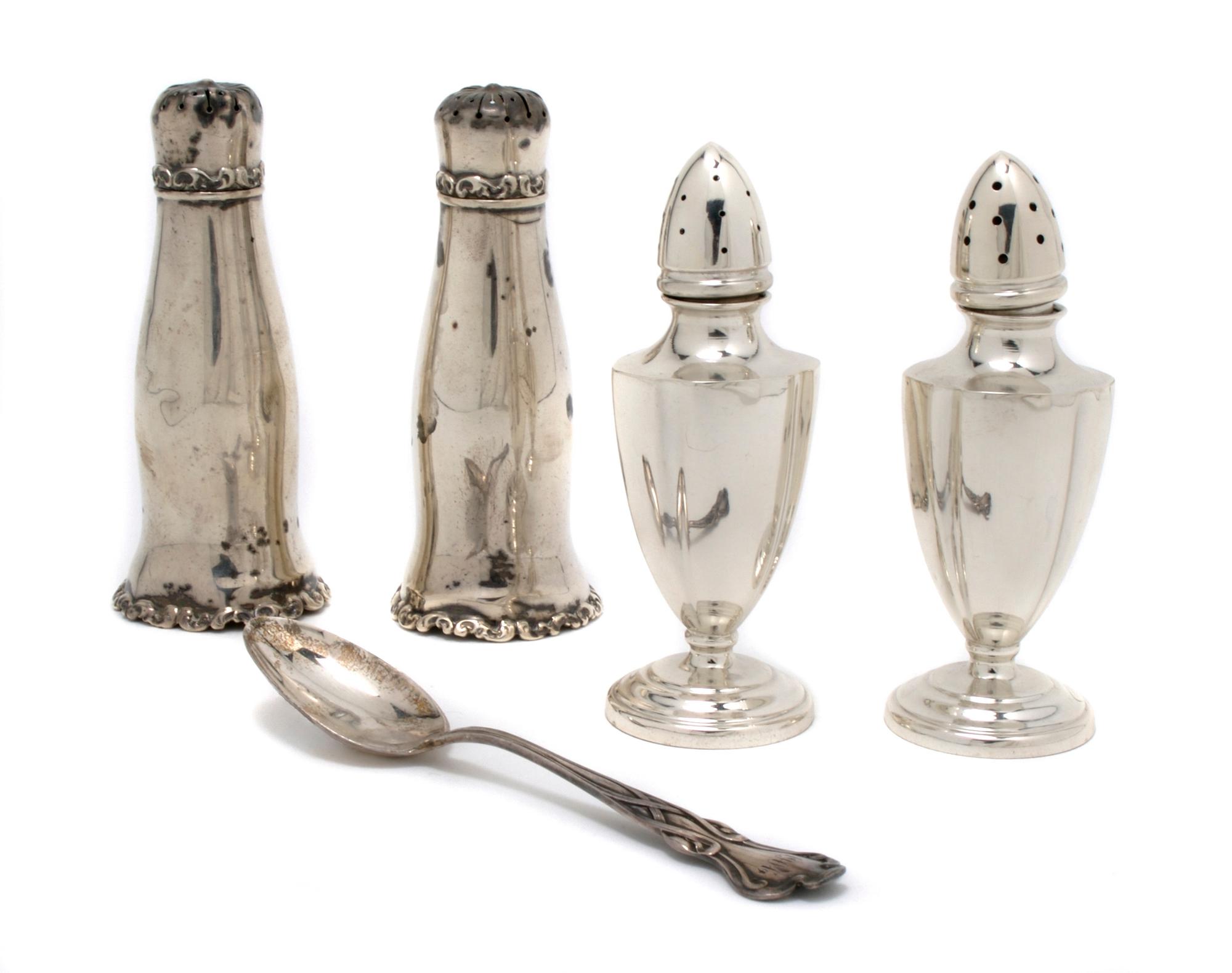 A Group of Two Pairs of American Sterling Silver Coasters, Whiting, Height 4 1/4 inches.