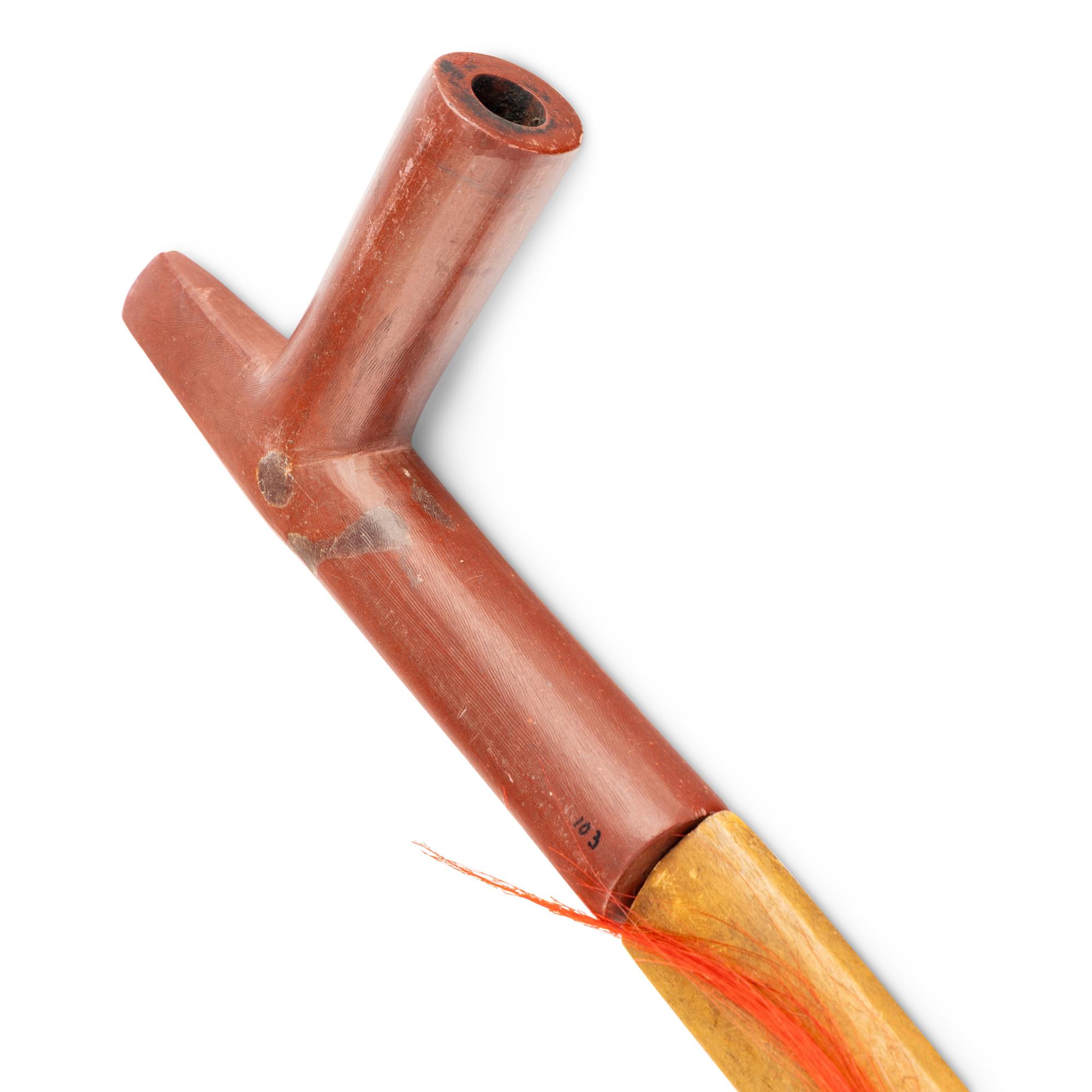 Sioux Quilled Pipe Stem, with Catlinite Bowl
