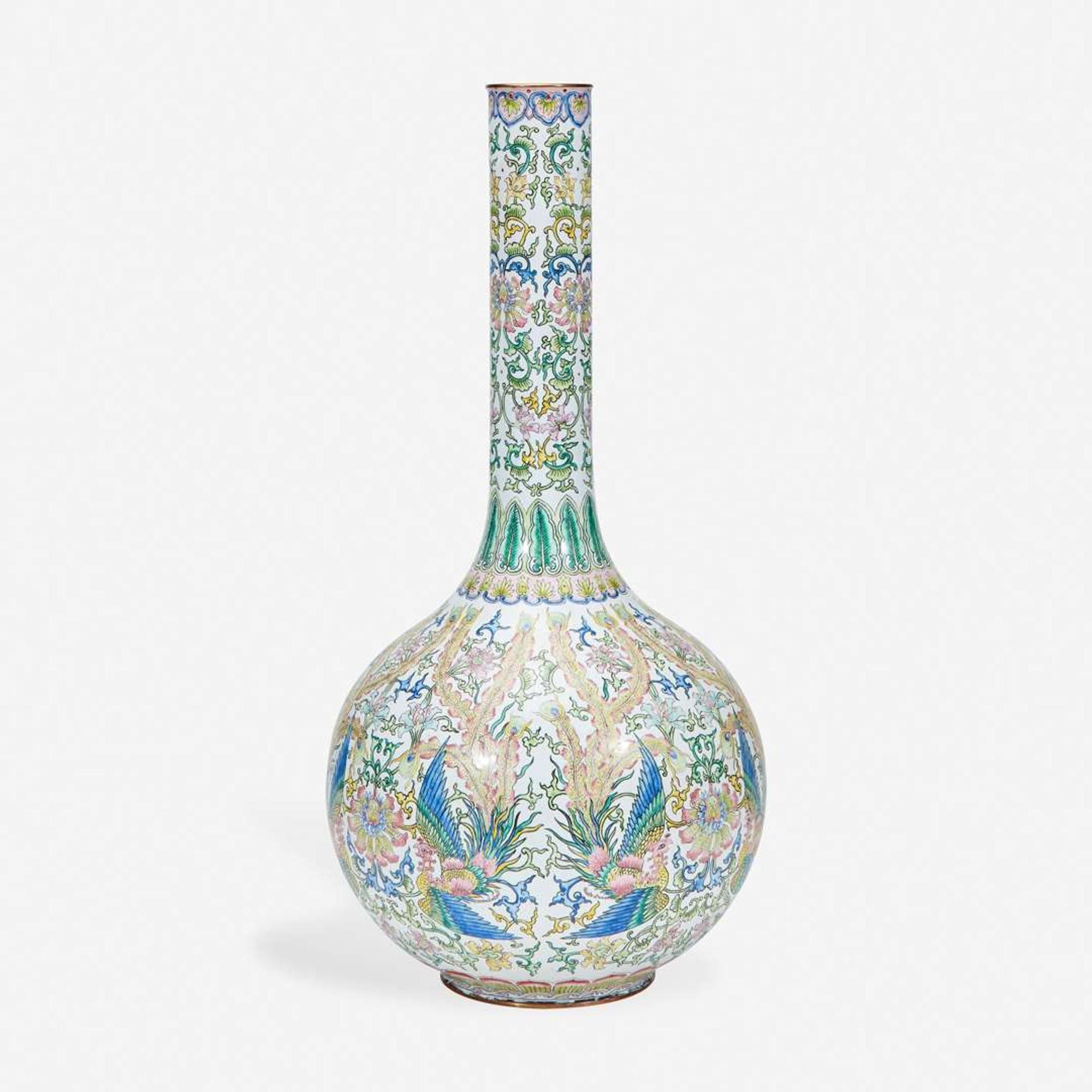 A large Chinese enameled copper vase 铜胎画珐琅花瓶