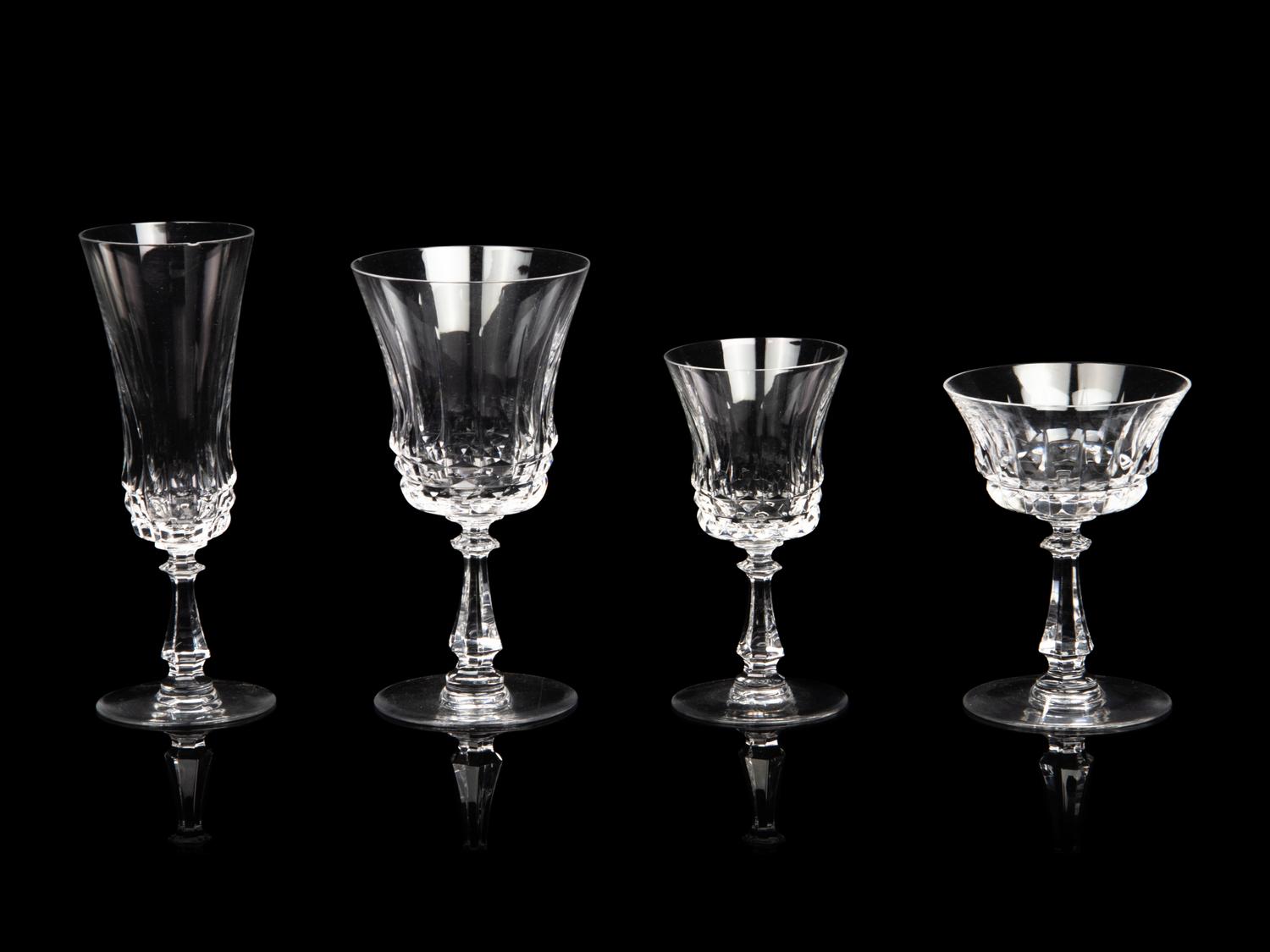 A Val Saint Lambert Cut Glass Stemware Service