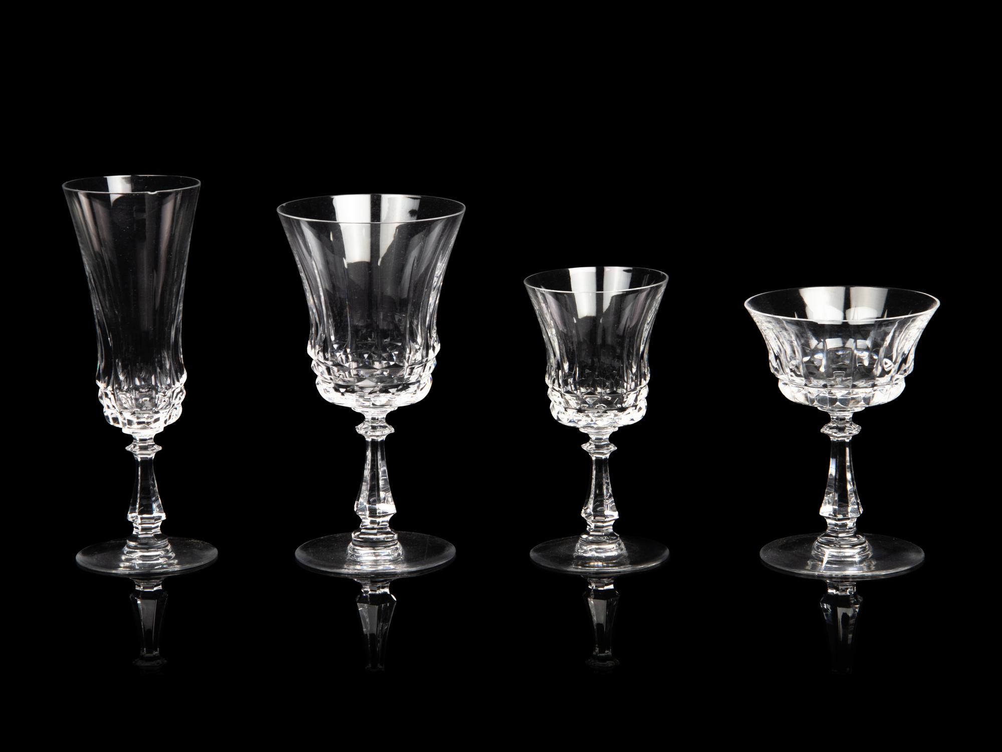 A Val Saint Lambert Cut Glass Stemware Service