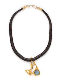 DONALD WRIGHT, MODERNIST, YELLOW GOLD AND OPAL TRIPLET PENDANT