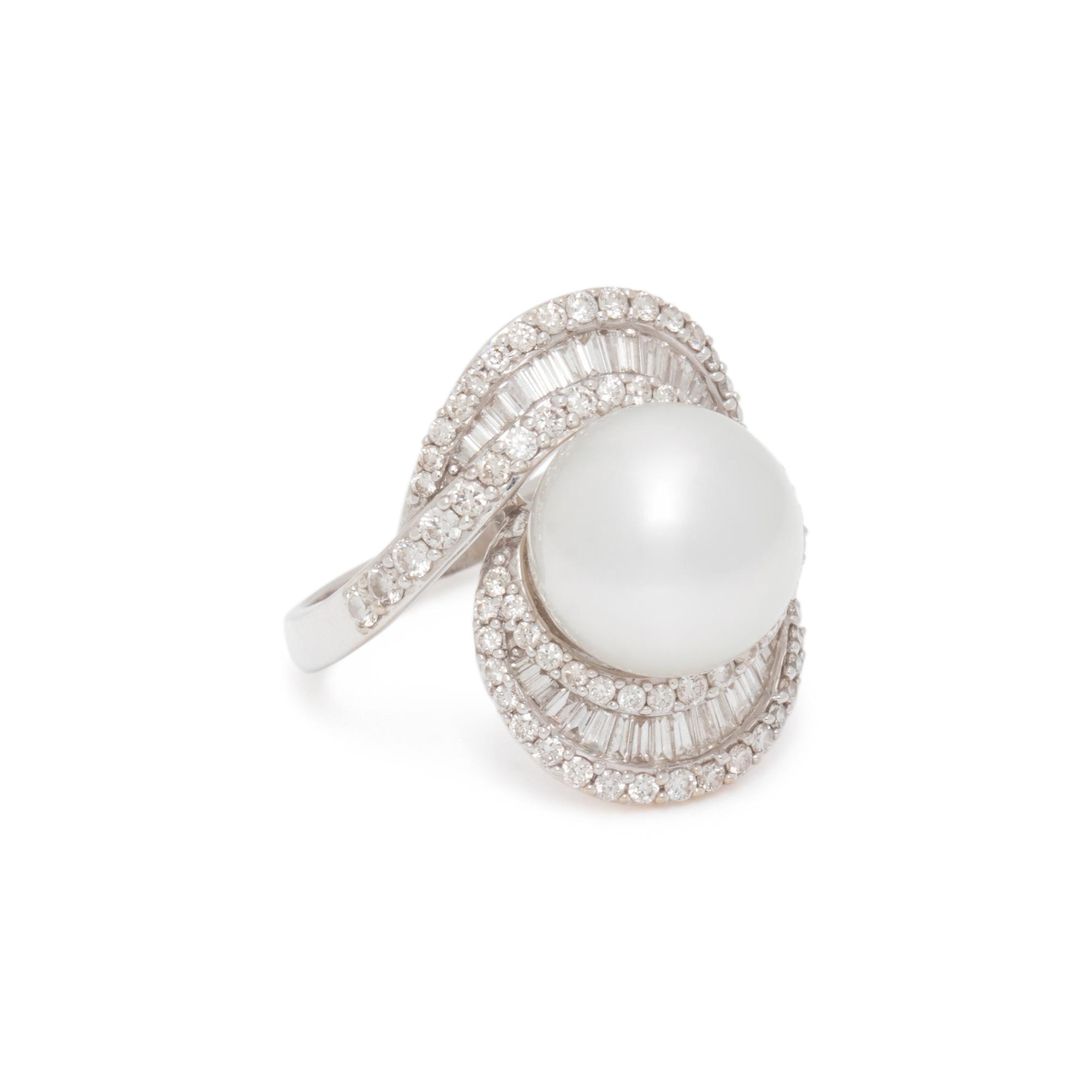CULTURED PEARL AND DIAMOND RING