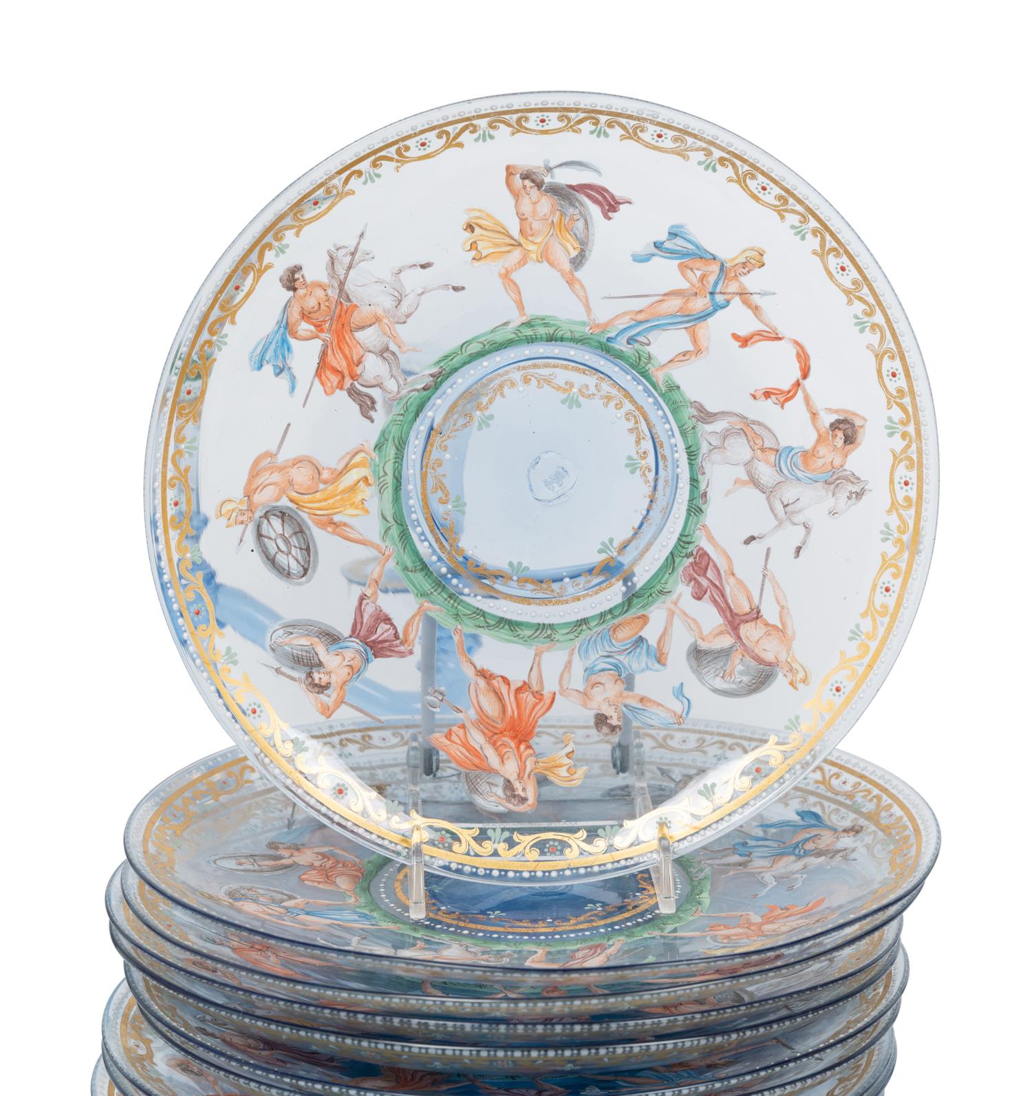An Extensive Enameled Glass Table Service
