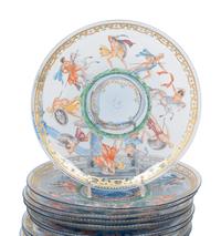 An Extensive Enameled Glass Table Service