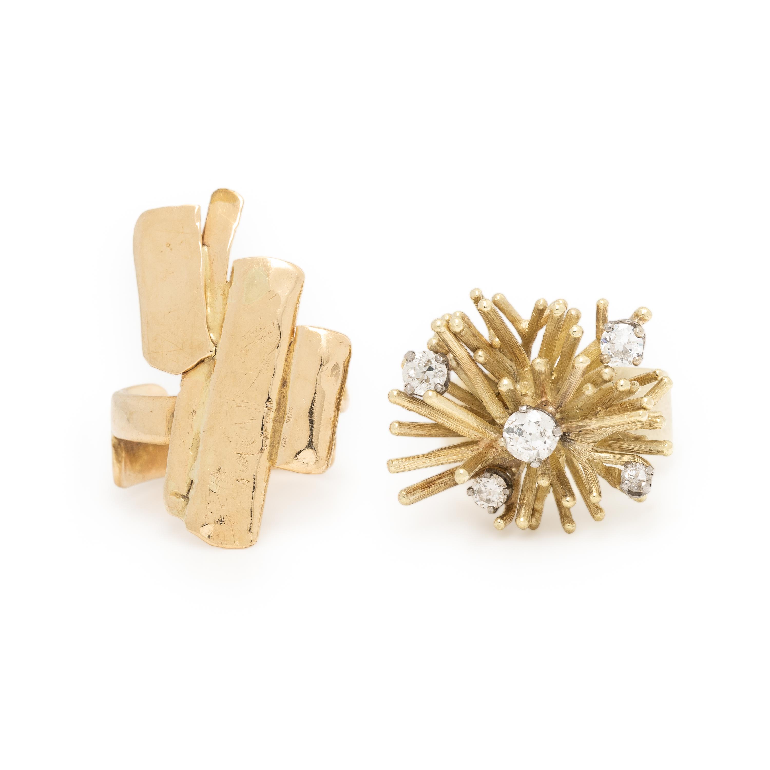Diamond Ring and Yellow Gold Ring