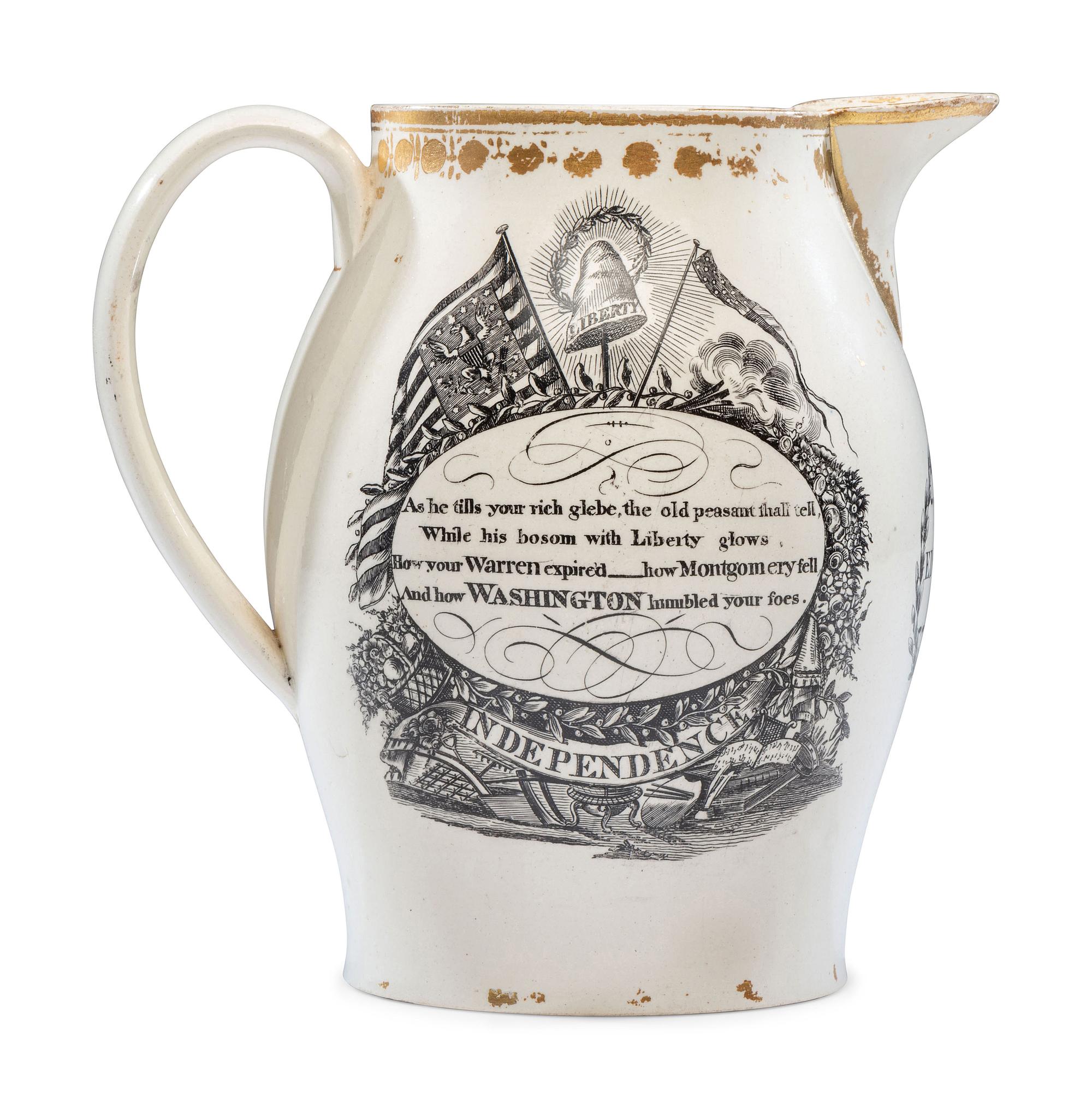 A Liverpool Transfer-Printed Creamware 'George Washington / Liberty and Independence' Pitcher