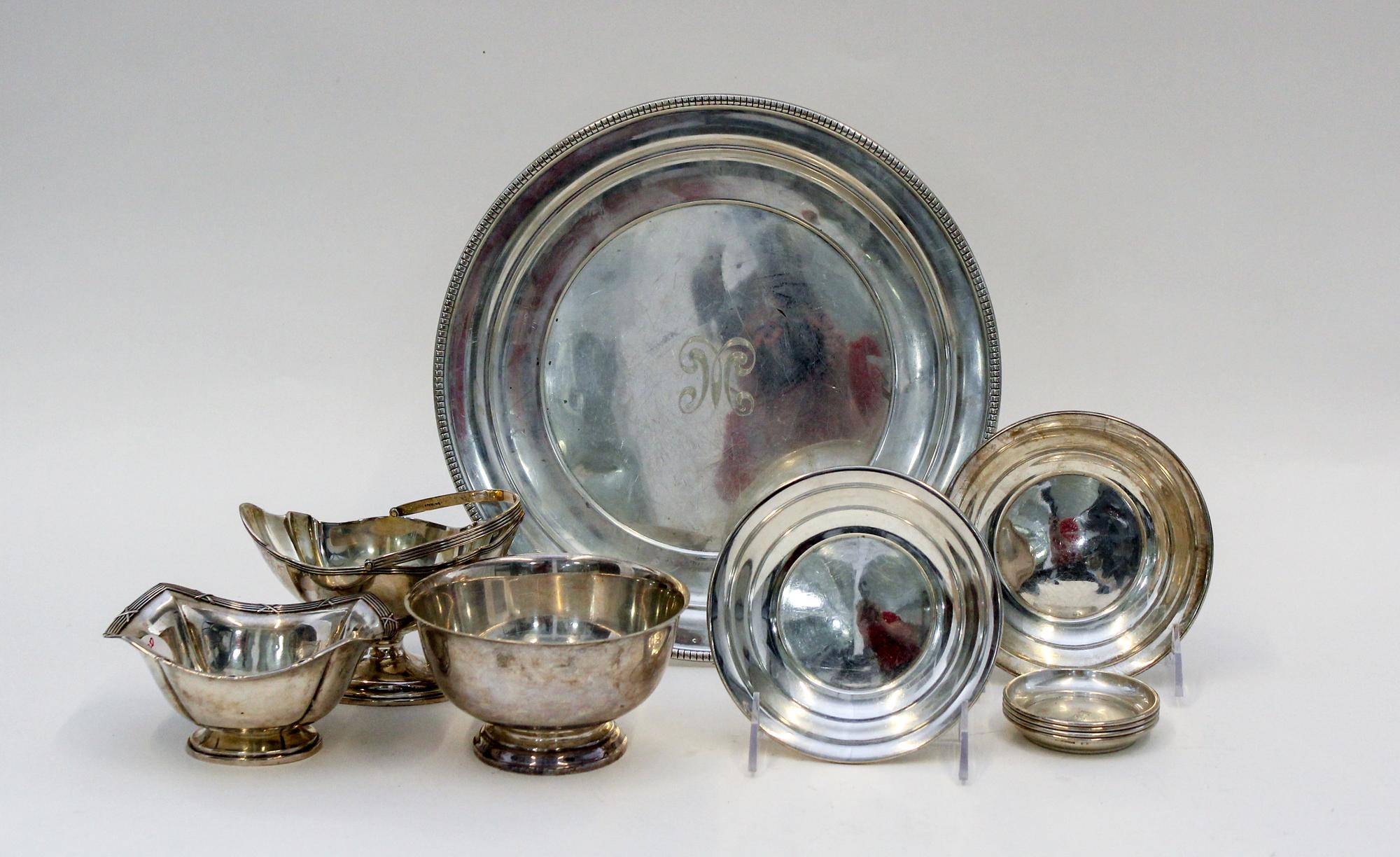 Collection of American Silver Table Articles, Gorham Mfg. Co., Providence, RI and others, comprising a Gorham Revere bowl, a sugar bask