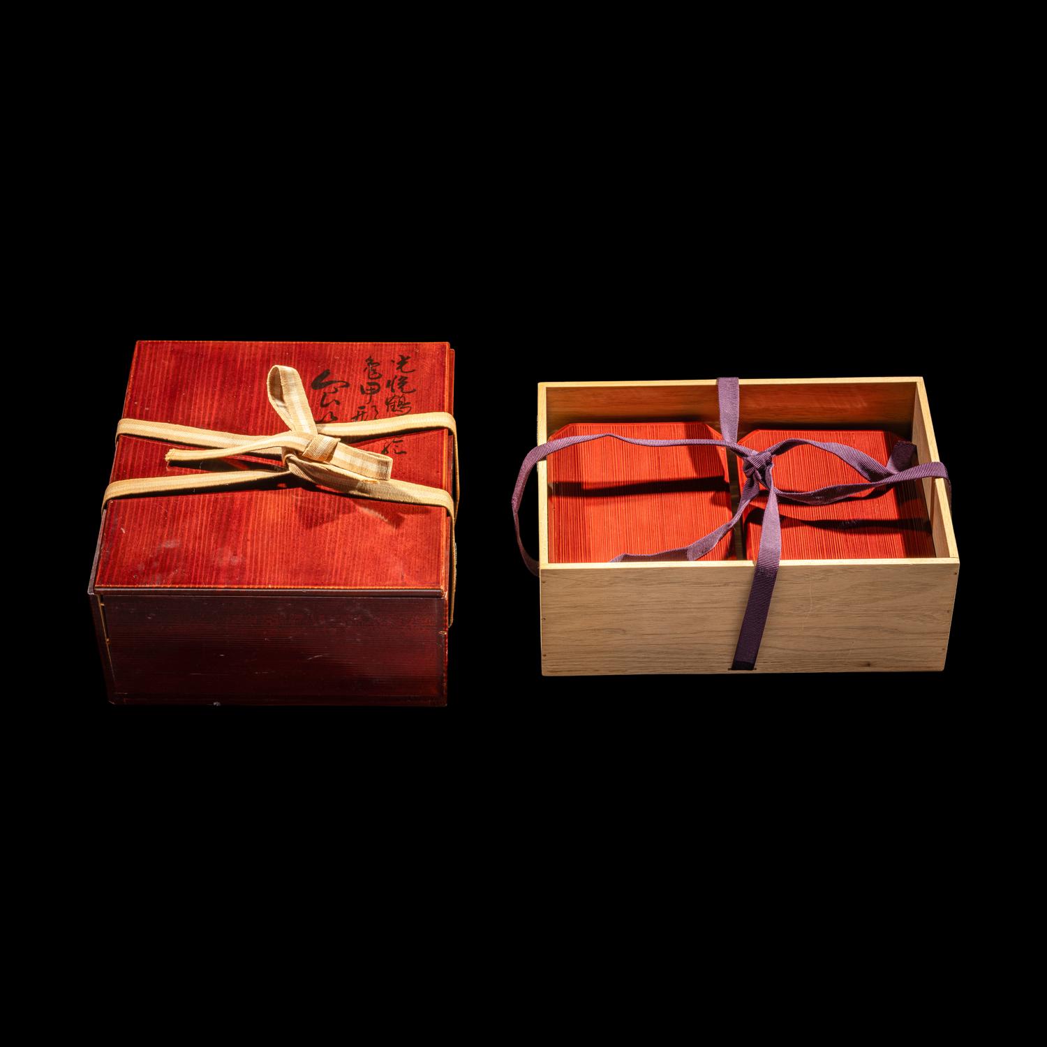 Three Japanese Lacquer Covered Boxes