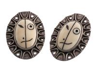 Sterling Silver Carved Maskette Post Earrings