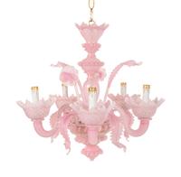 A Murano Pink Glass Five-Light Chandelier