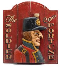 Carved and painted "The Soldier of Fortune" trade sign mid 20th century