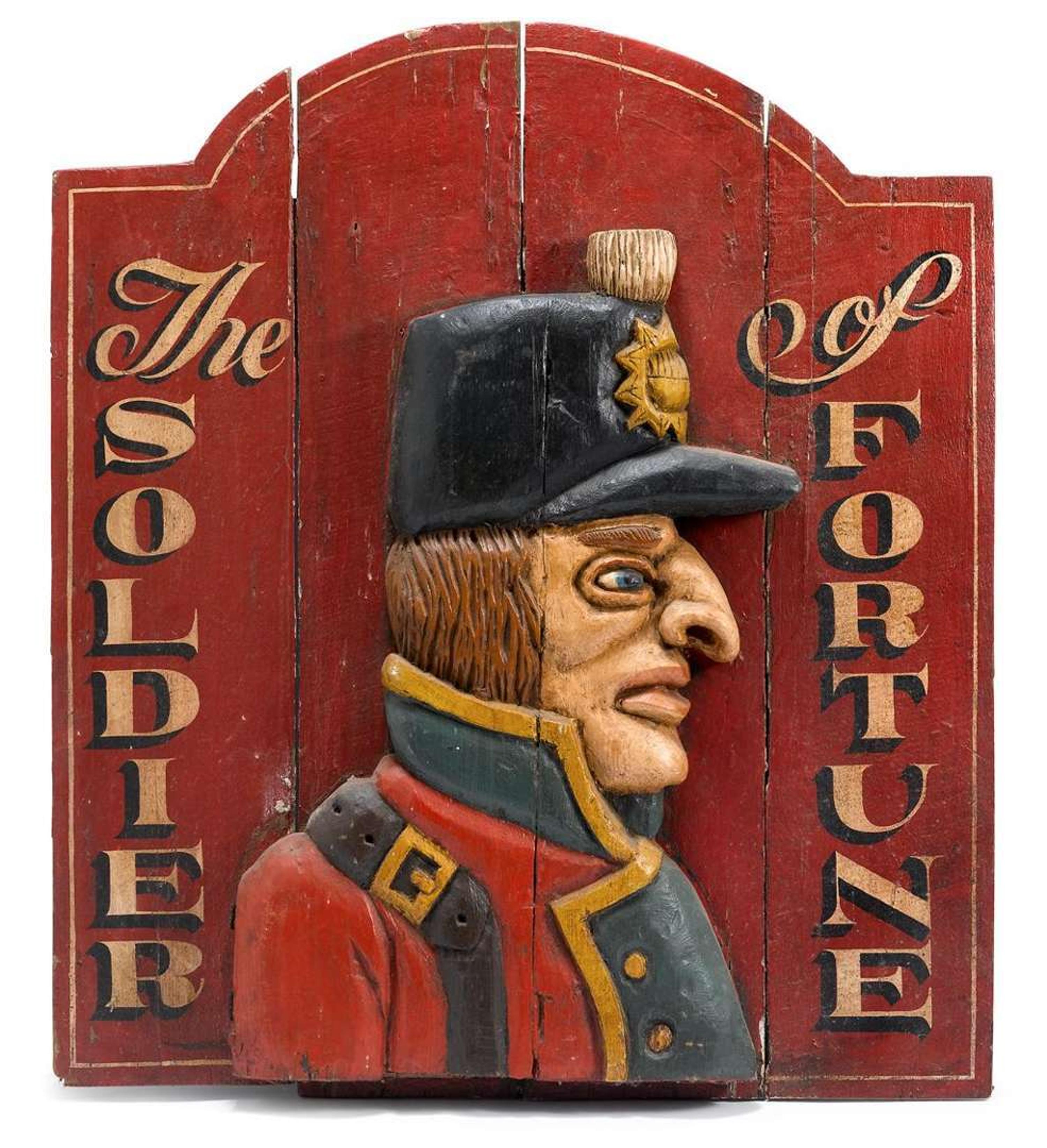 Carved and painted "The Soldier of Fortune" trade sign mid 20th century