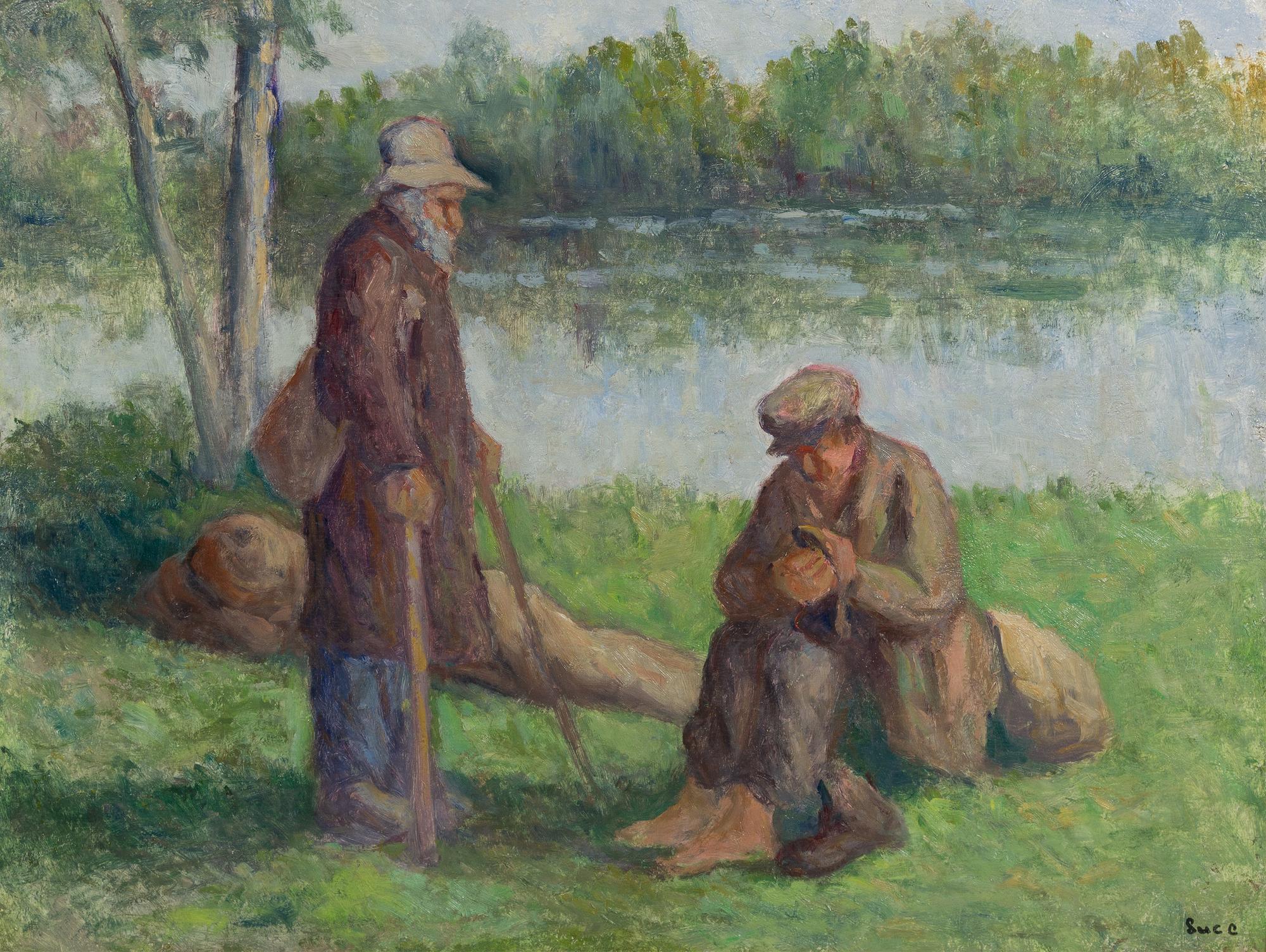 Maximilien Luce, (French, 1858-1941), Conversations au bord du bras de Seine, 1930-1933