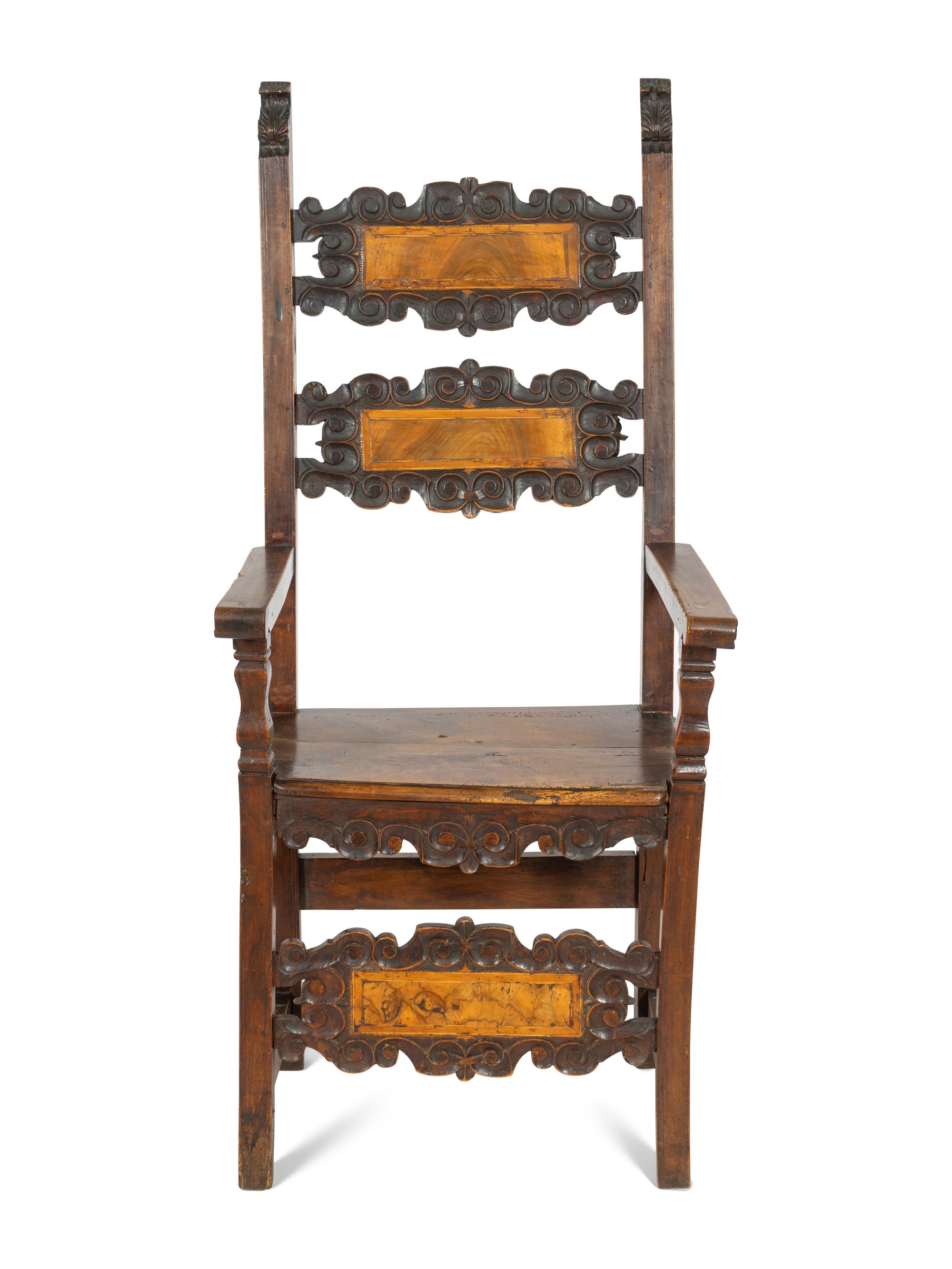 An Italian Baroque Walnut Armchair