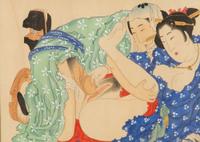 A Pair of Japanese Erotic Woodblock Print Framings