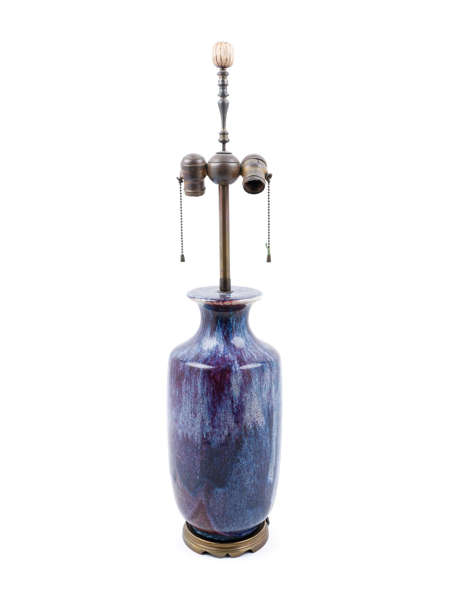 A Chinese Flambé Glazed Porcelain Vase Mounted as a Lamp