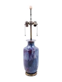 A Chinese Flambé Glazed Porcelain Vase Mounted as a Lamp
