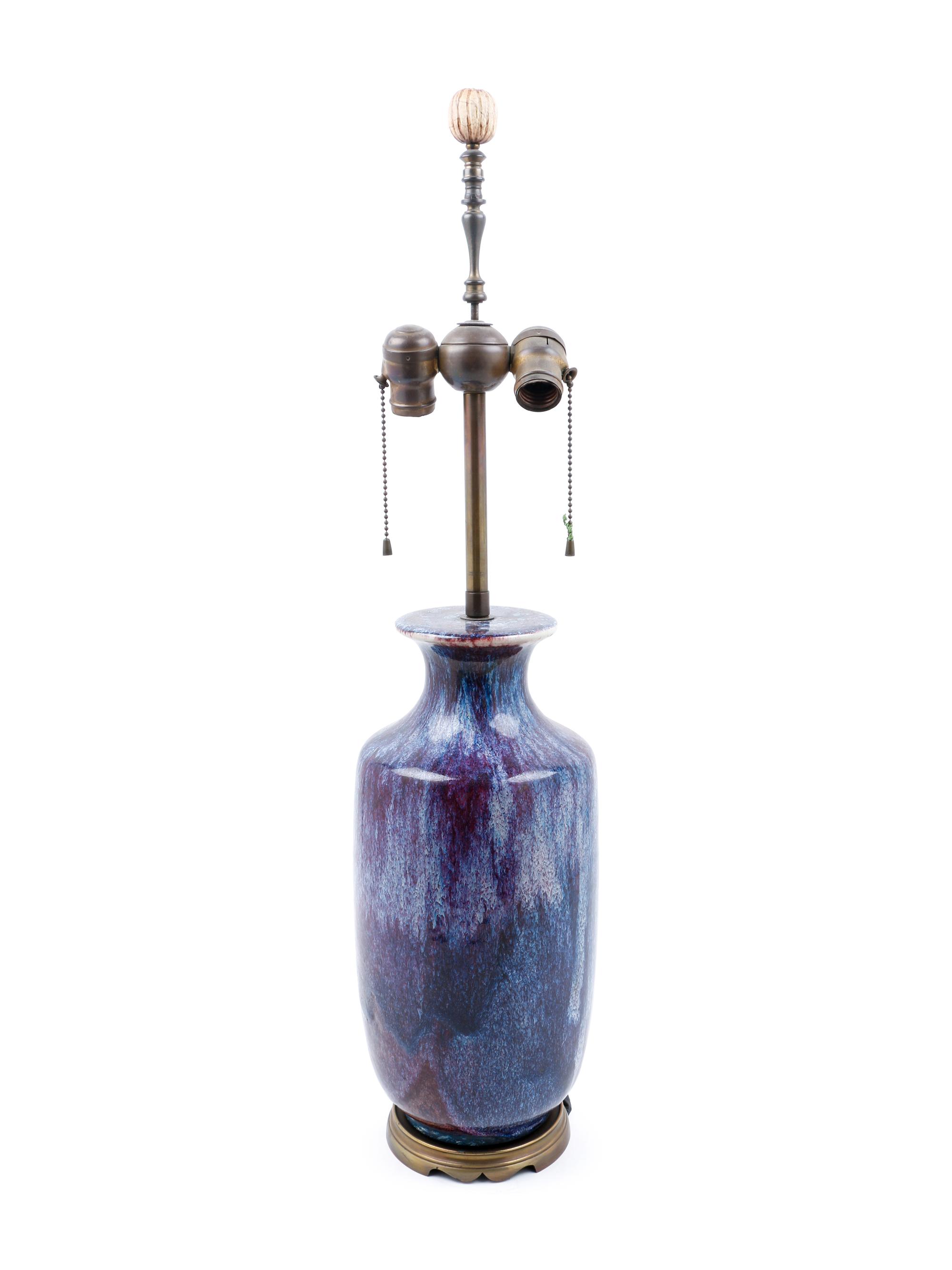 A Chinese Flambé Glazed Porcelain Vase Mounted as a Lamp