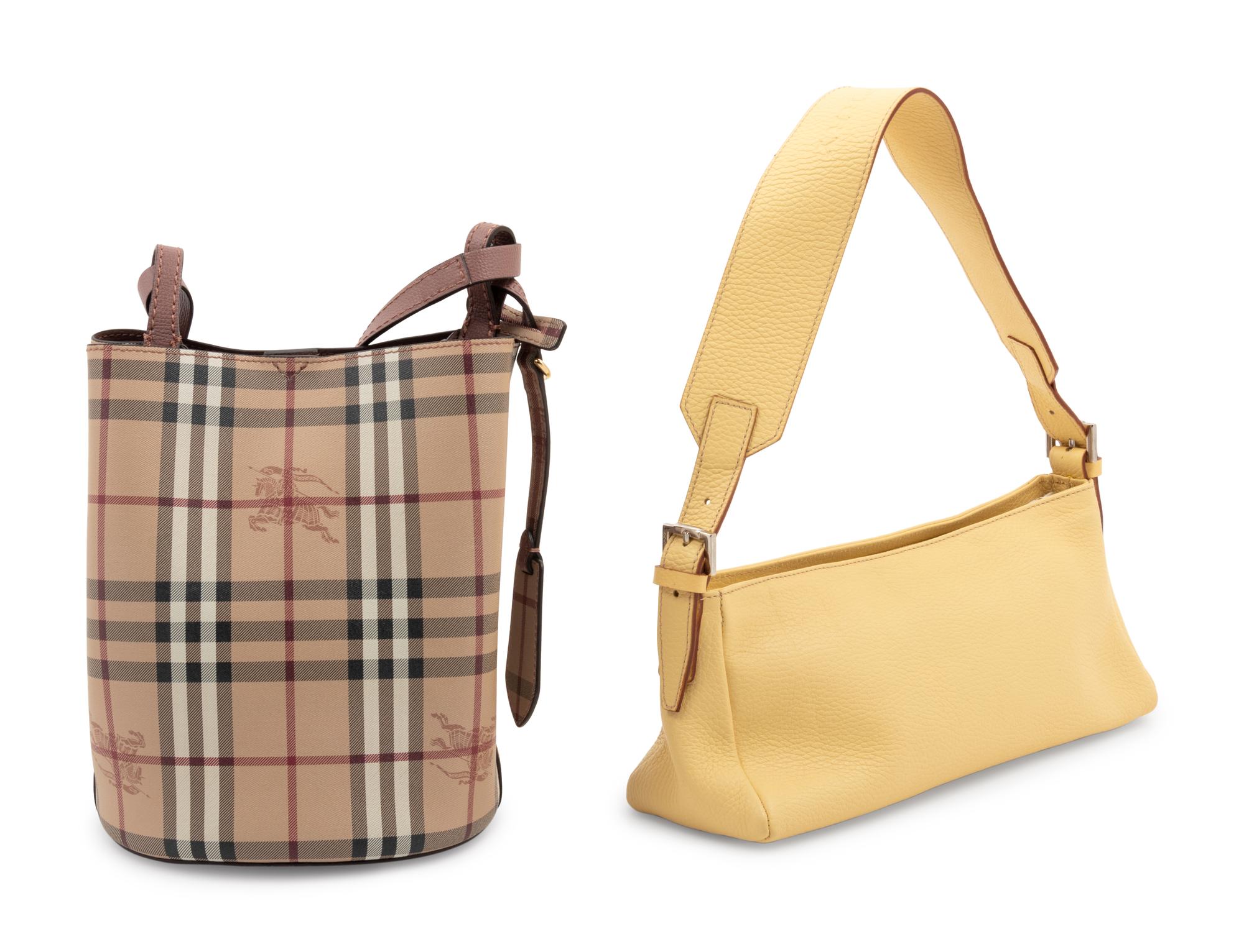 Collection of Six Burberry Items; Four Scarves, Two Bags, 1990-2000s