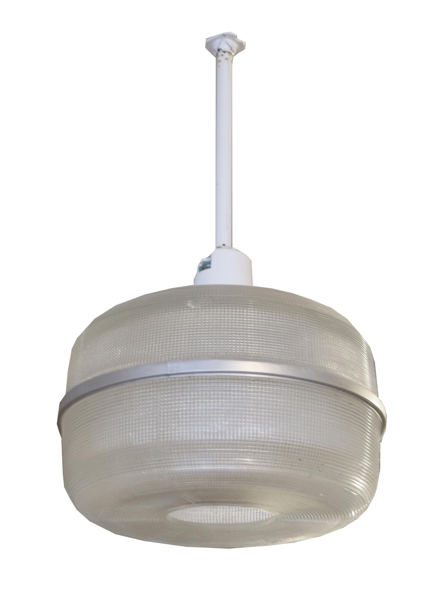 A Set of Three American Industrial Holophane Light Fixtures 18" W x 18" D x 33" H — United States, Circa 1930