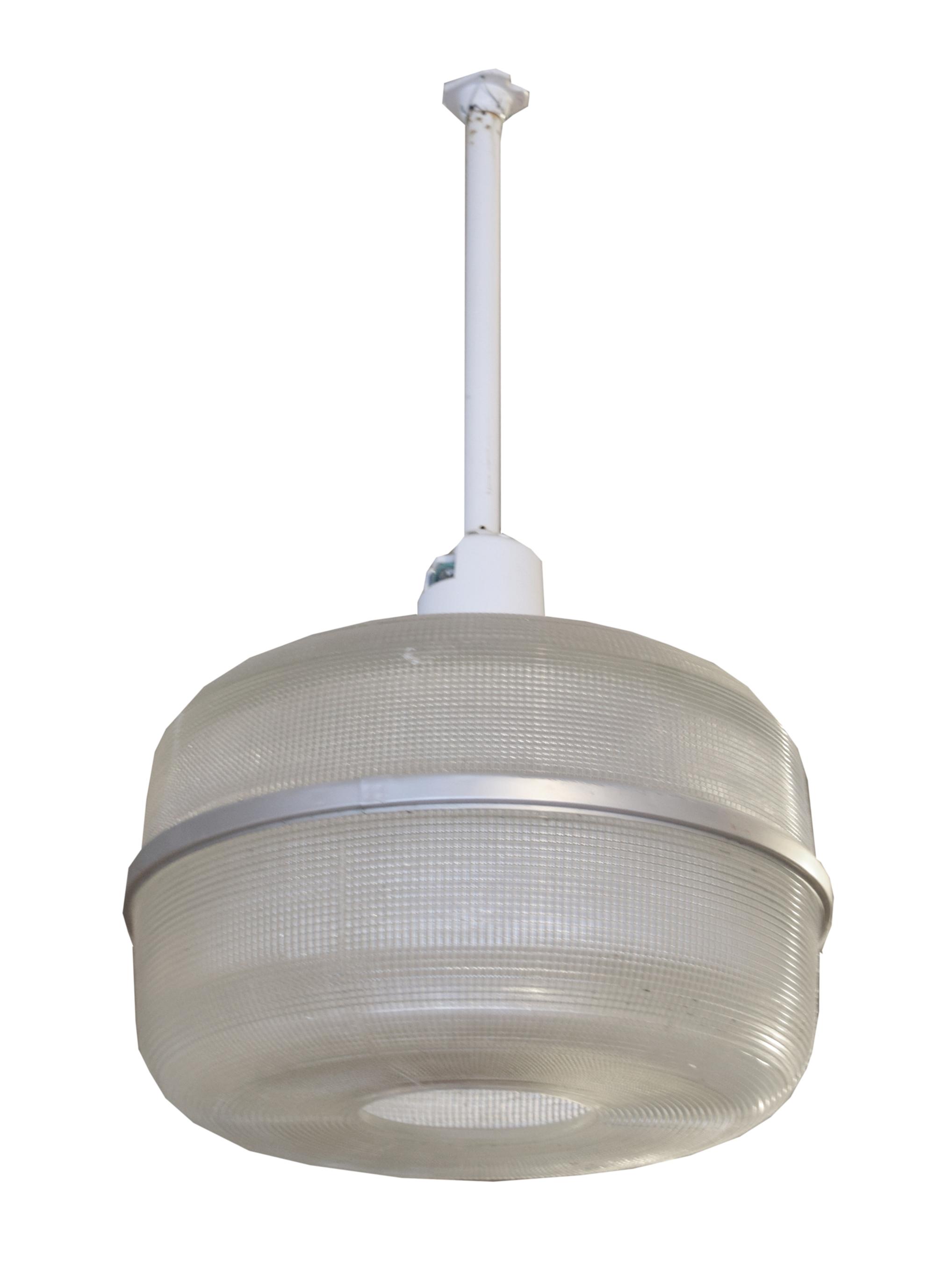A Set of Three American Industrial Holophane Light Fixtures 18" W x 18" D x 33" H — United States, Circa 1930