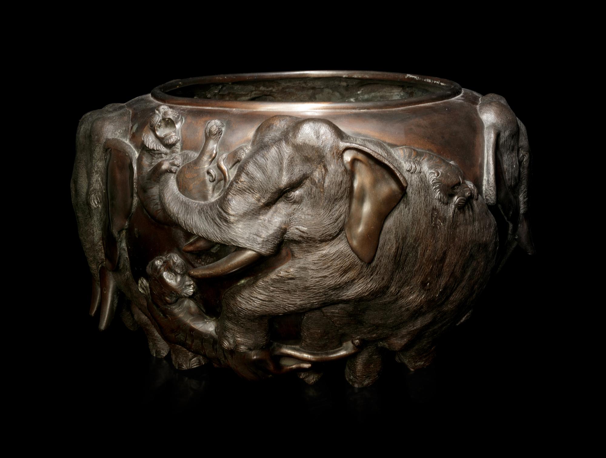 A Large Bronze 'Elephant' Jardinière