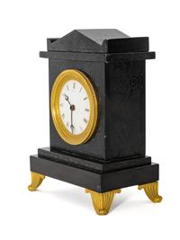 A Regency Black Slate and Gilt Bronze Mantel Clock