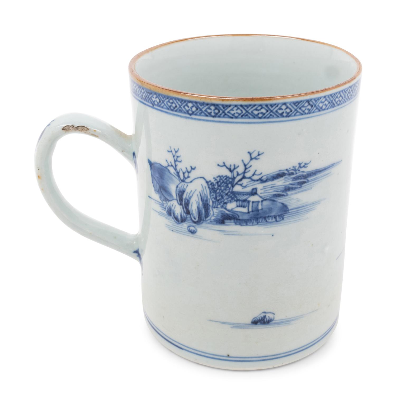 A Chinese Export Kraak Ware Charger and a Blue and White Porcelain Mug