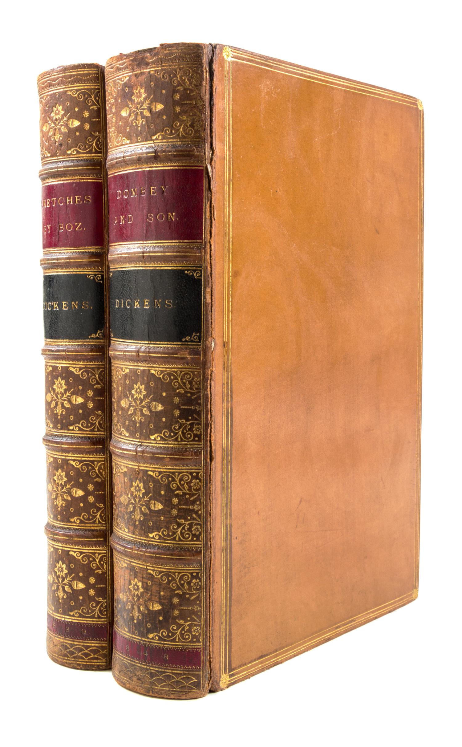 DICKENS, CHARLES. Sketches by Boz and Dombey and Son. London, 1839 and 1848.