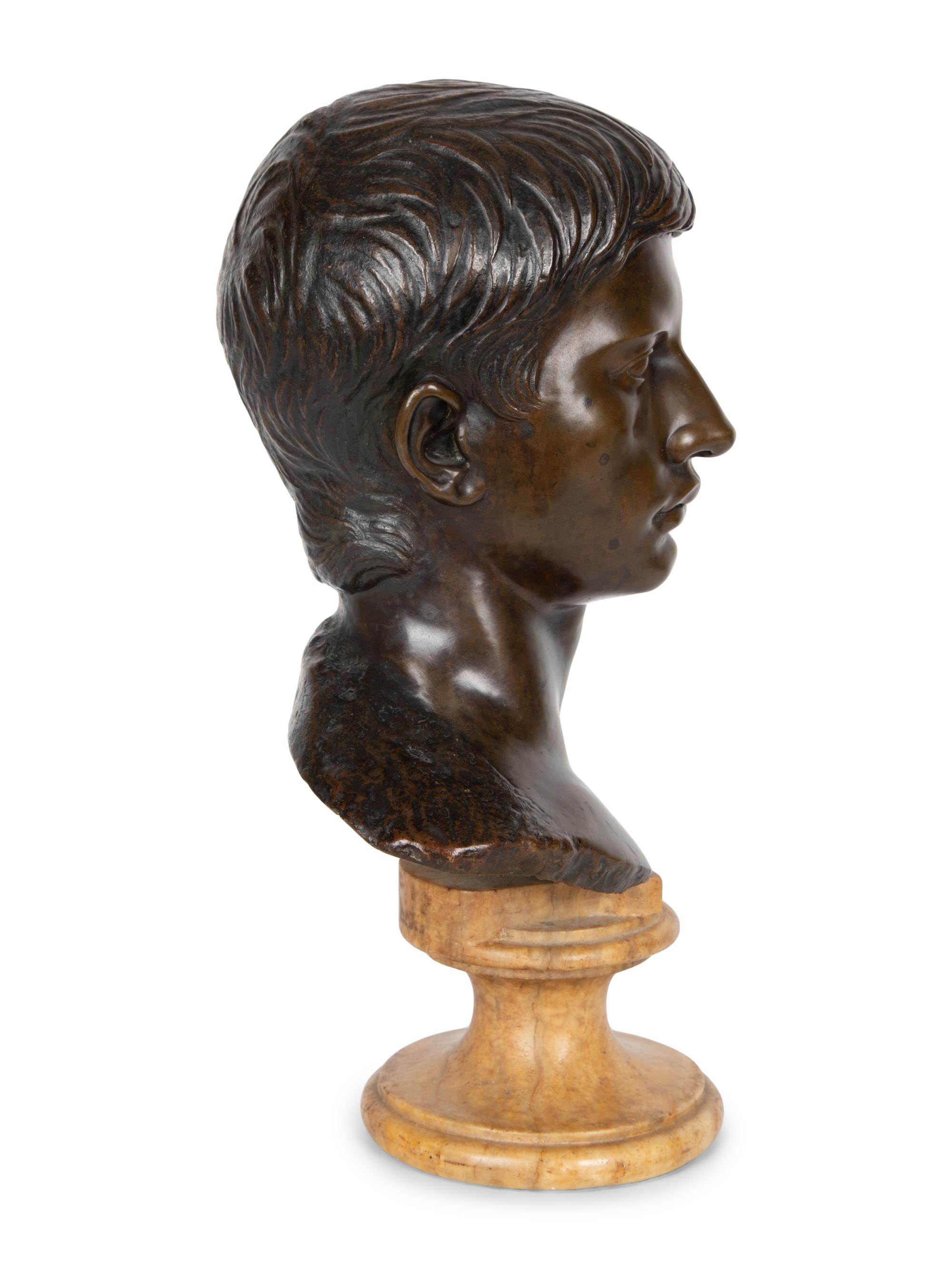 A Grand Tour Bronze Bust with a Marble Socle — 19TH CENTURY