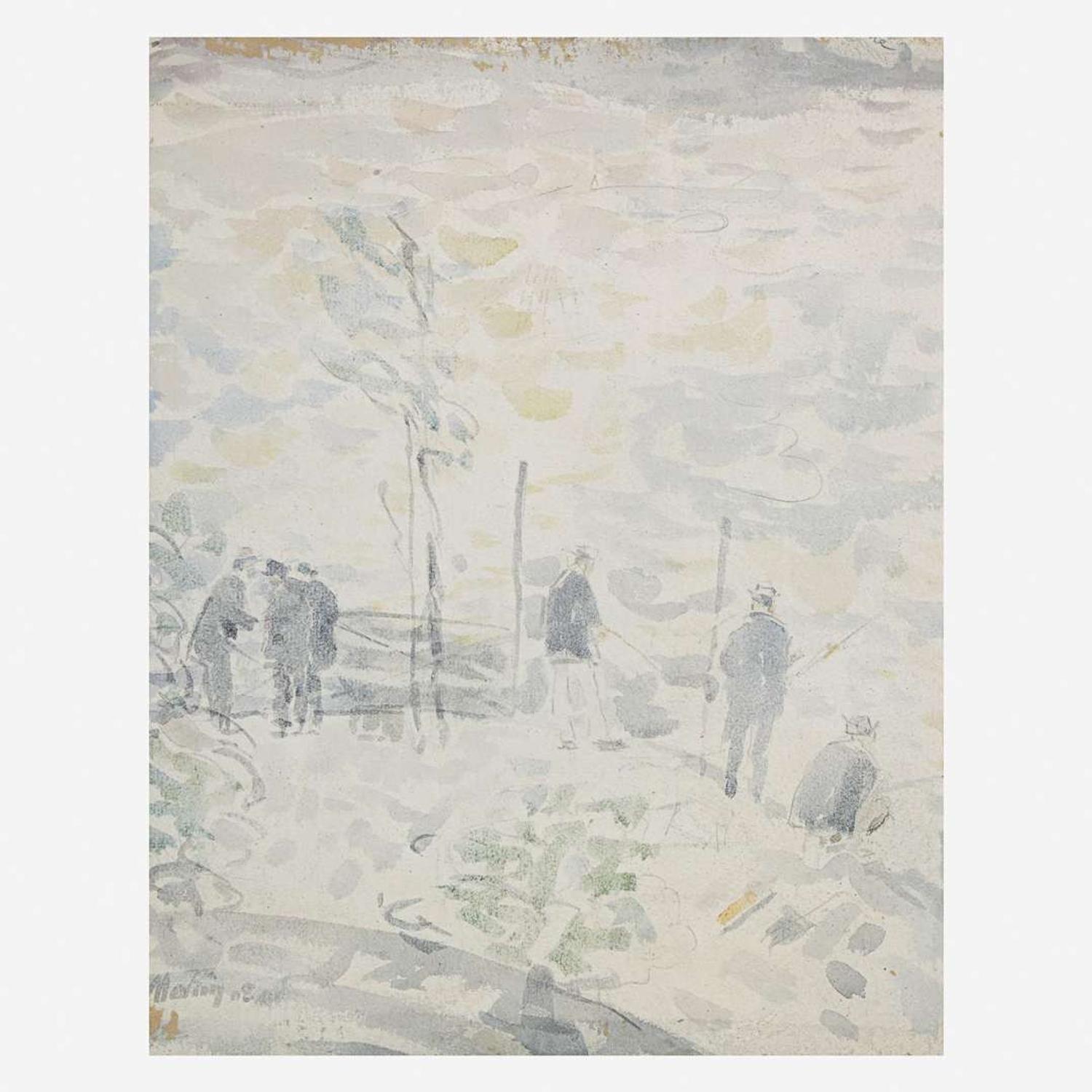 John Marin (American, 1870–1953) Pont-Neuf, Paris; with Fishermen Study verso