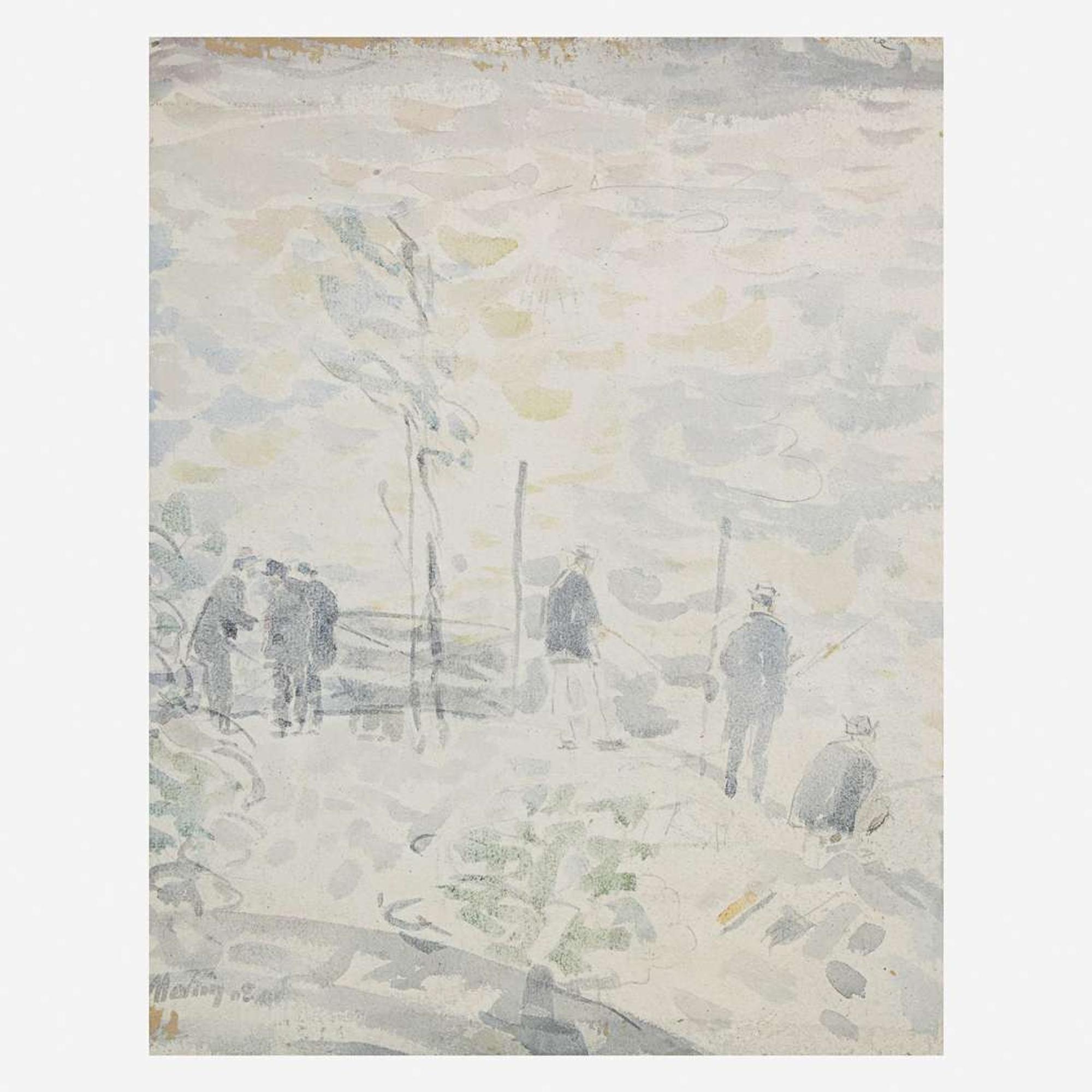 John Marin (American, 1870–1953) Pont-Neuf, Paris; with Fishermen Study verso