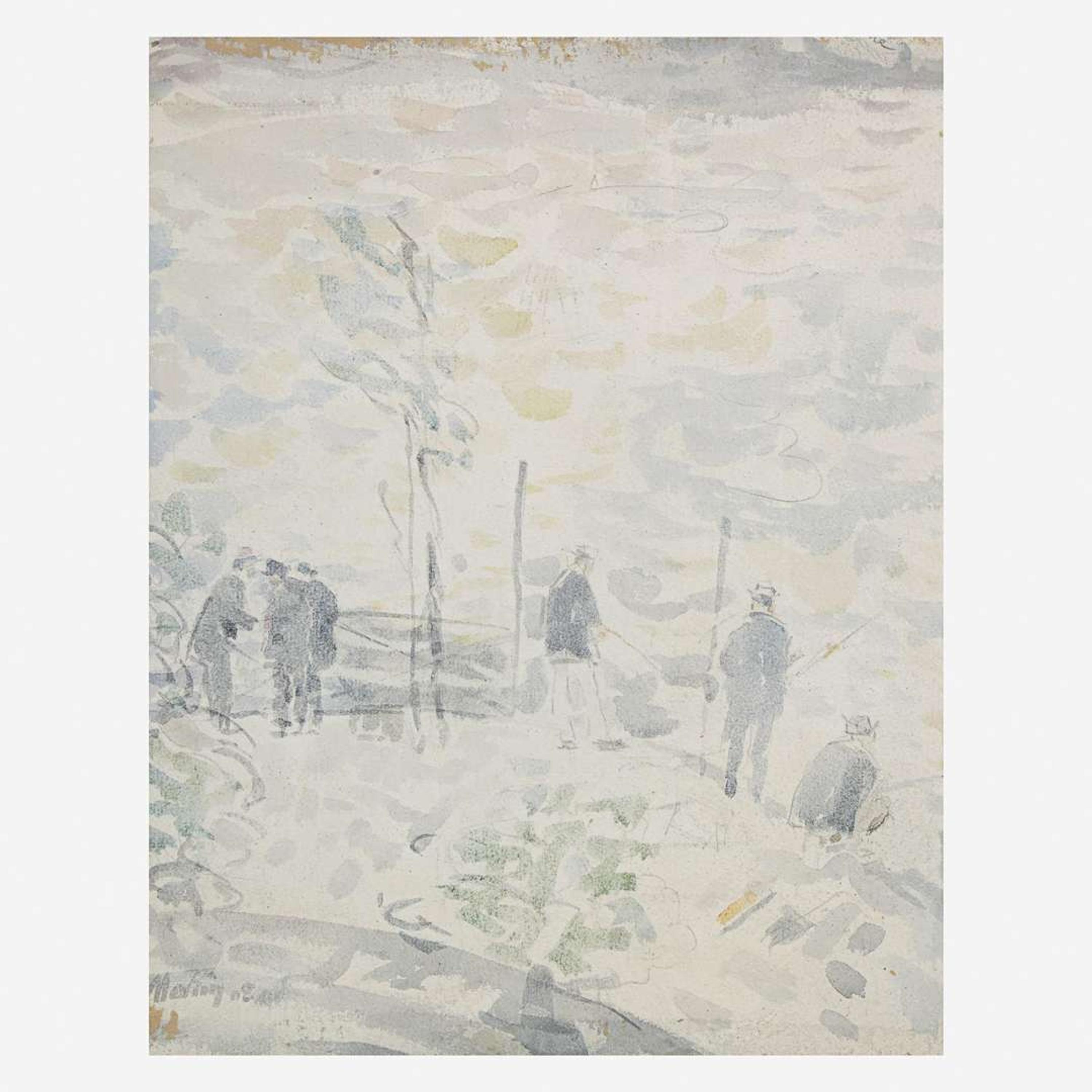 John Marin (American, 1870–1953) Pont-Neuf, Paris; with Fishermen Study verso