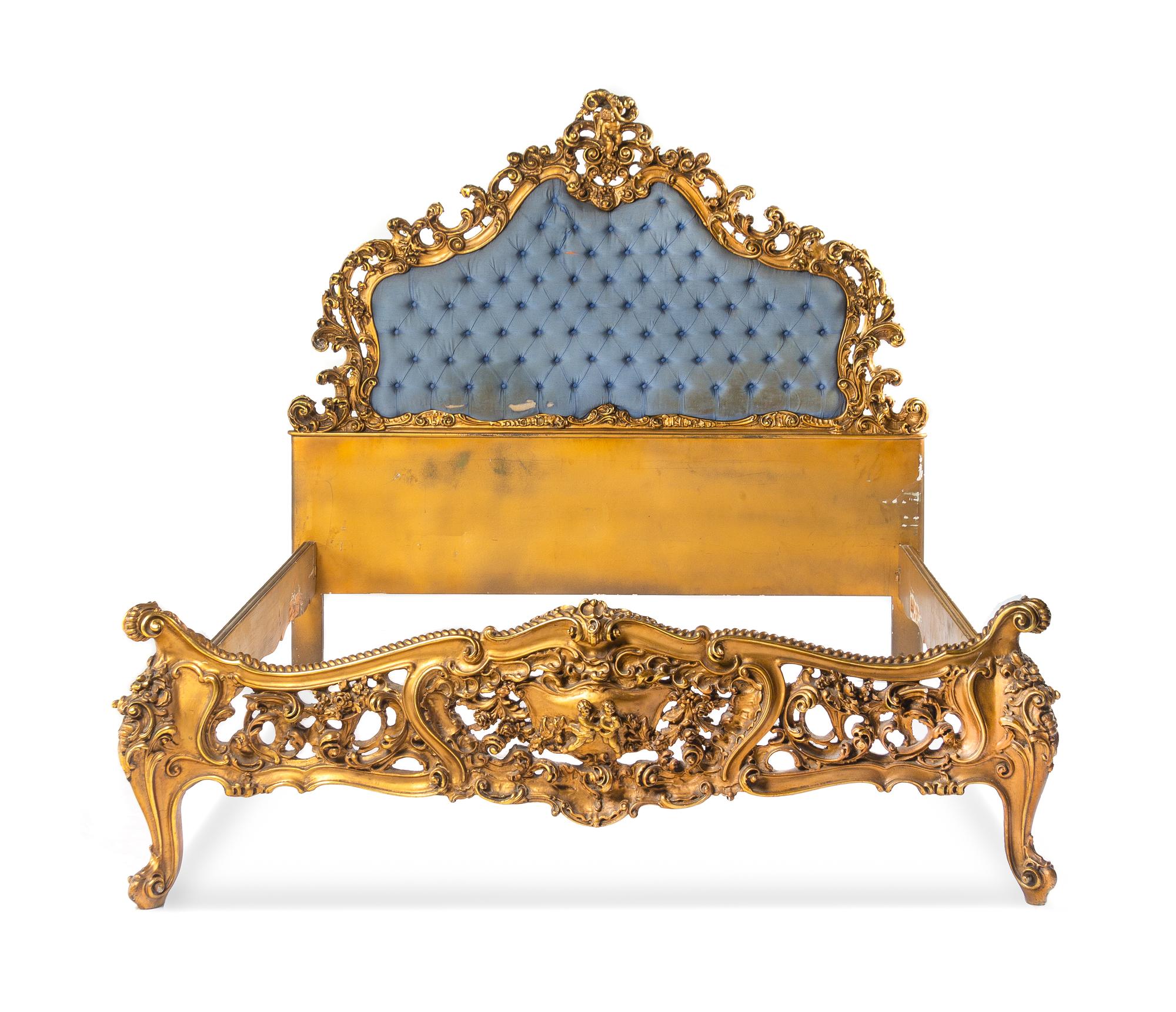 An Italian Rococo Style Giltwood Bed