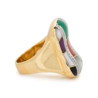 MULTIGEM INLAY AND DIAMOND RING