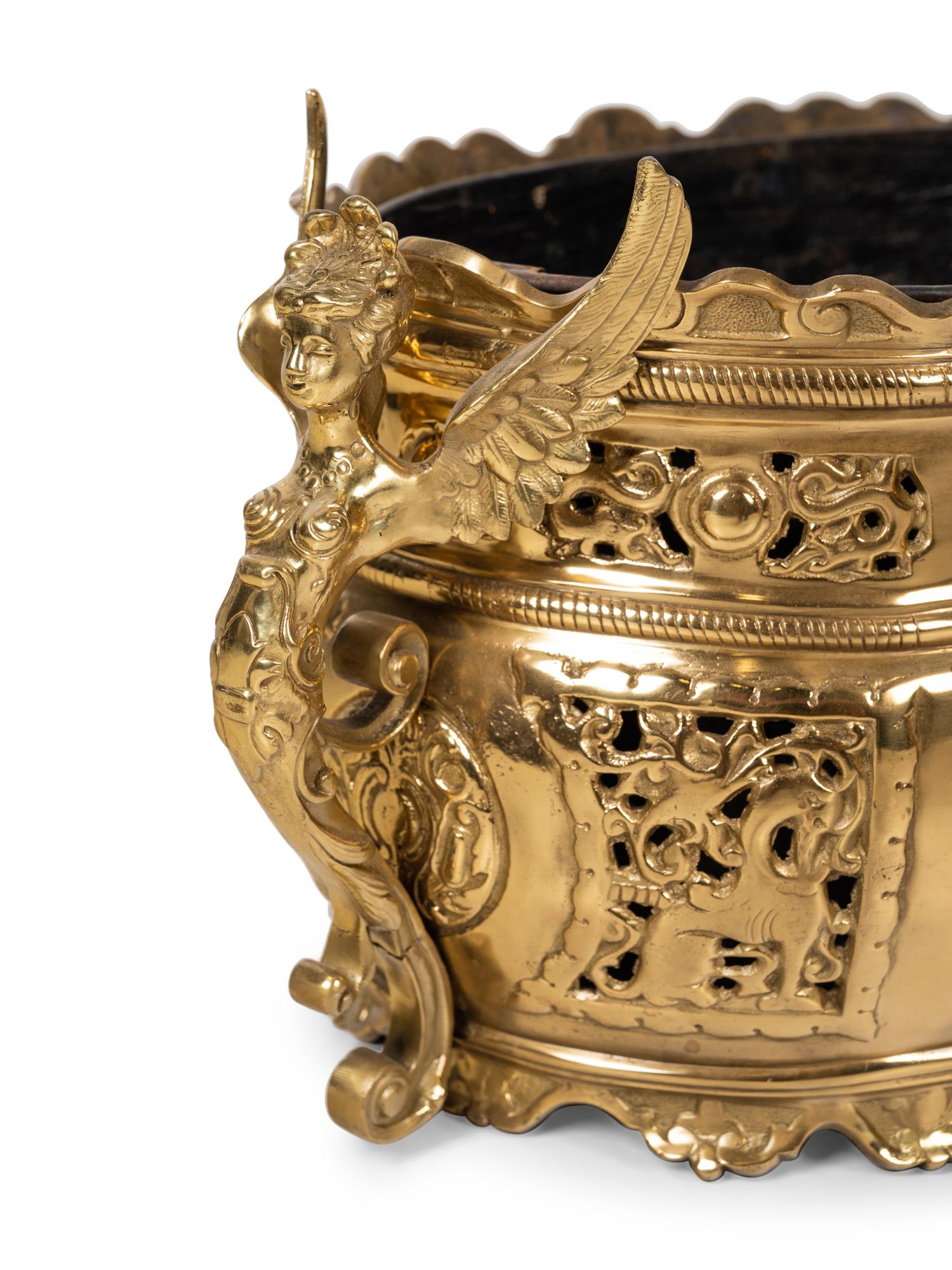 Two Neoclassical Style Brass Jardinières