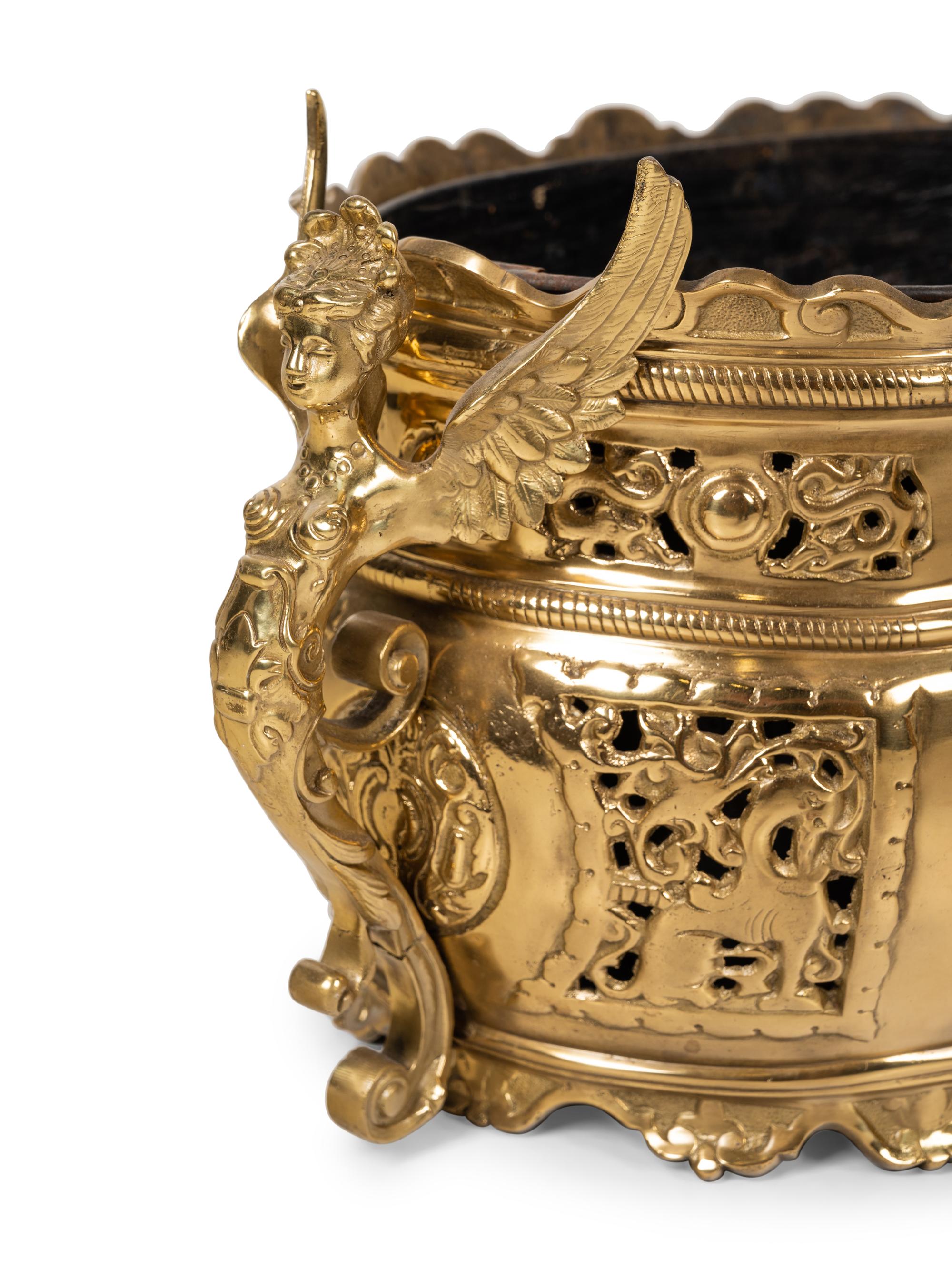 Two Neoclassical Style Brass Jardinières