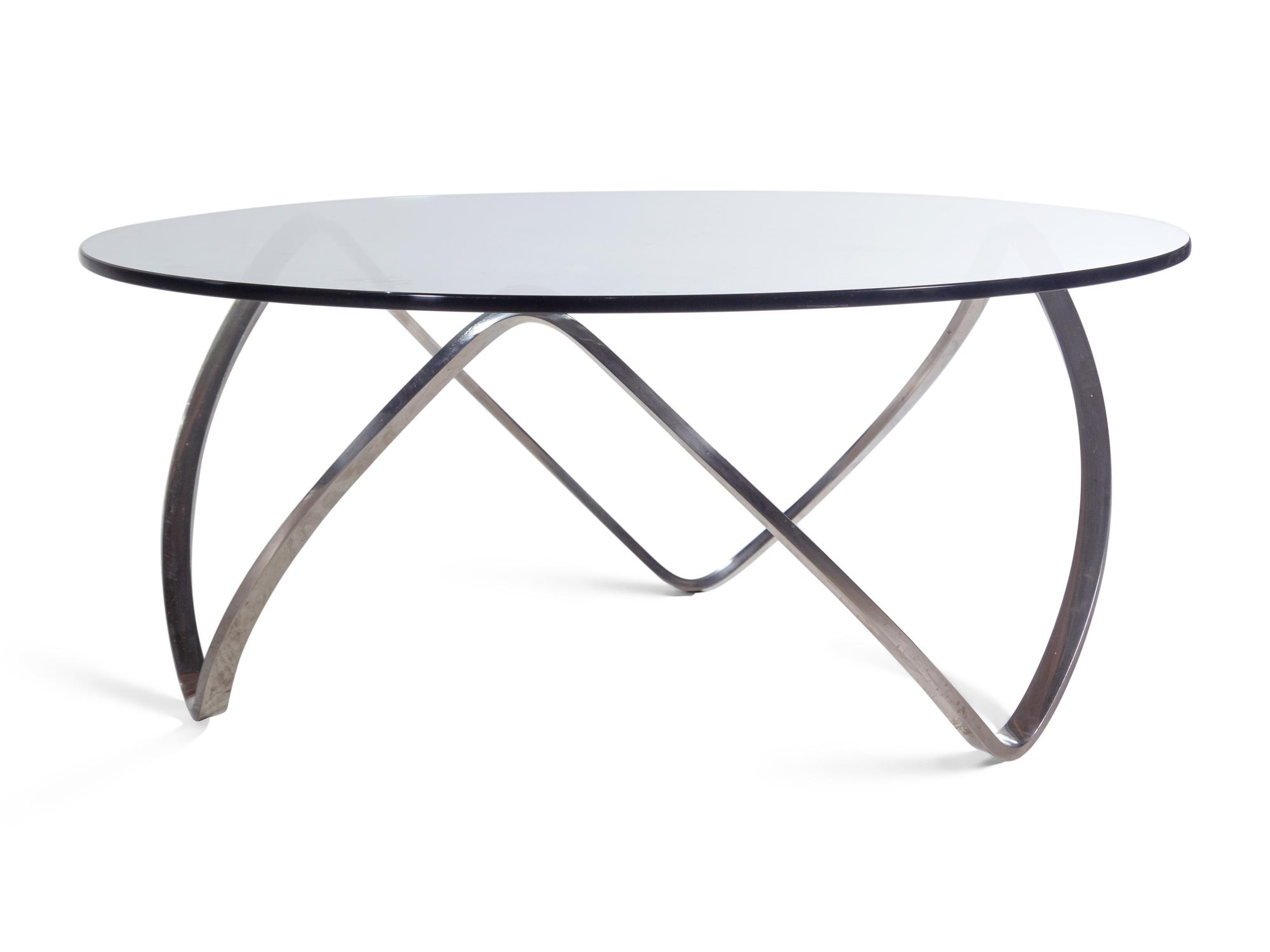 A Modernist Chrome and Glass Low Table