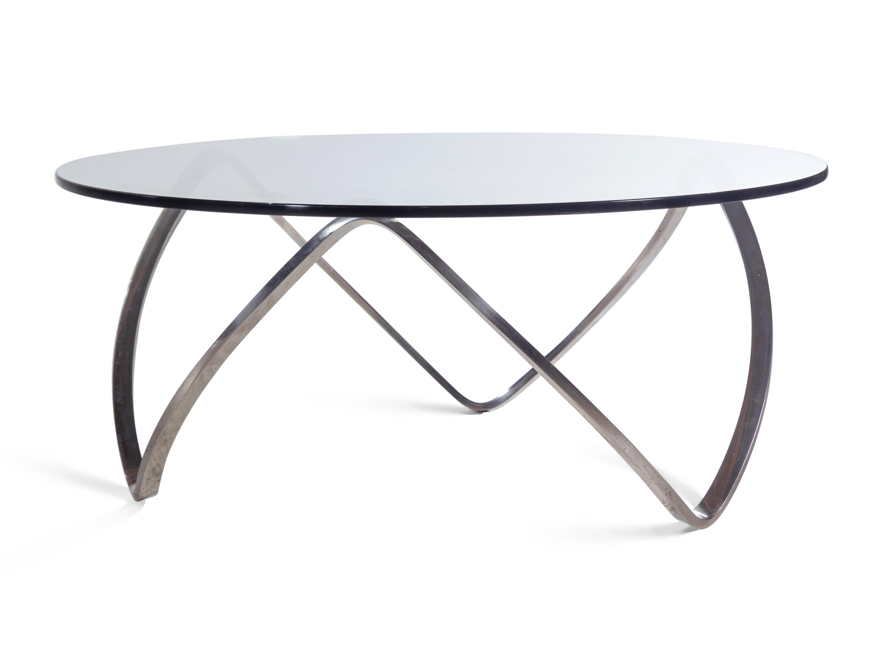A Modernist Chrome and Glass Low Table
