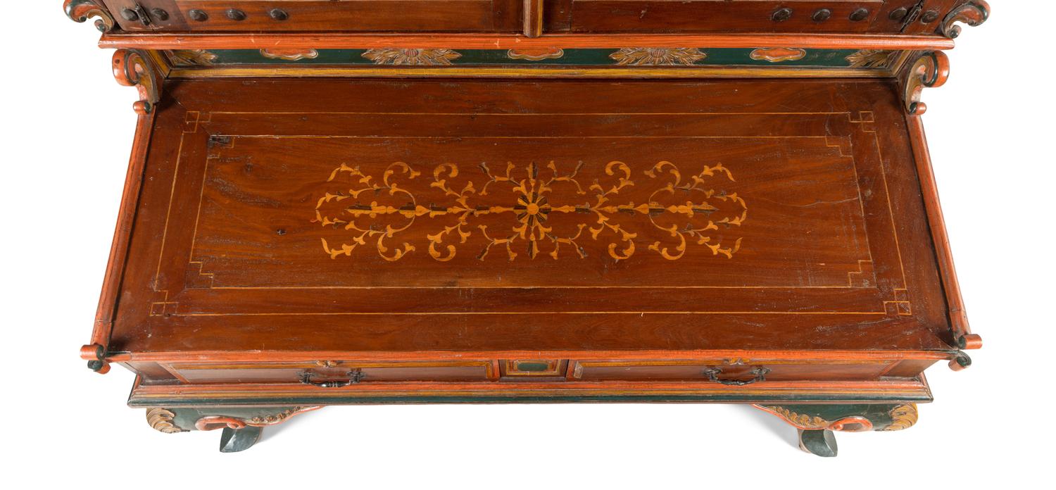 A Continental Painted Bureau Cabinet