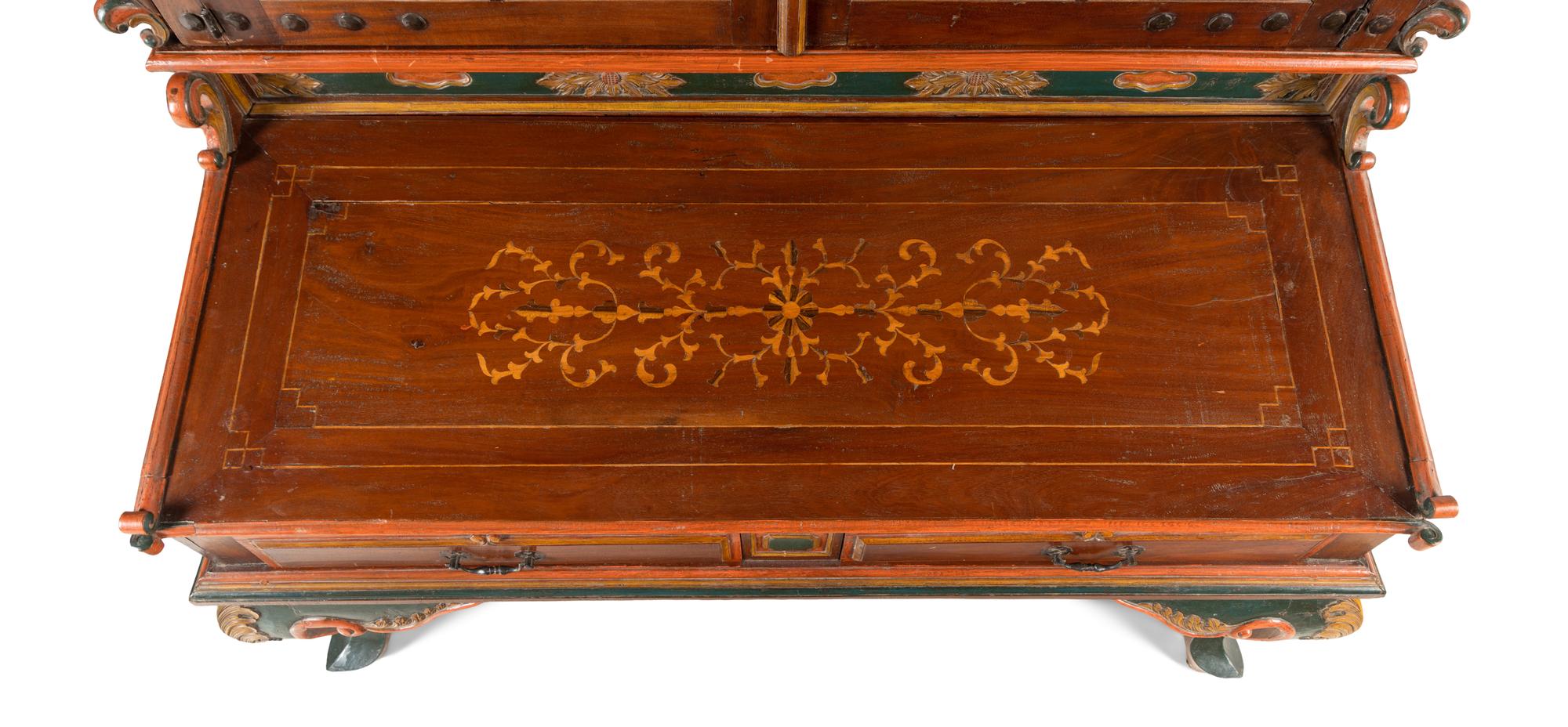 A Continental Painted Bureau Cabinet