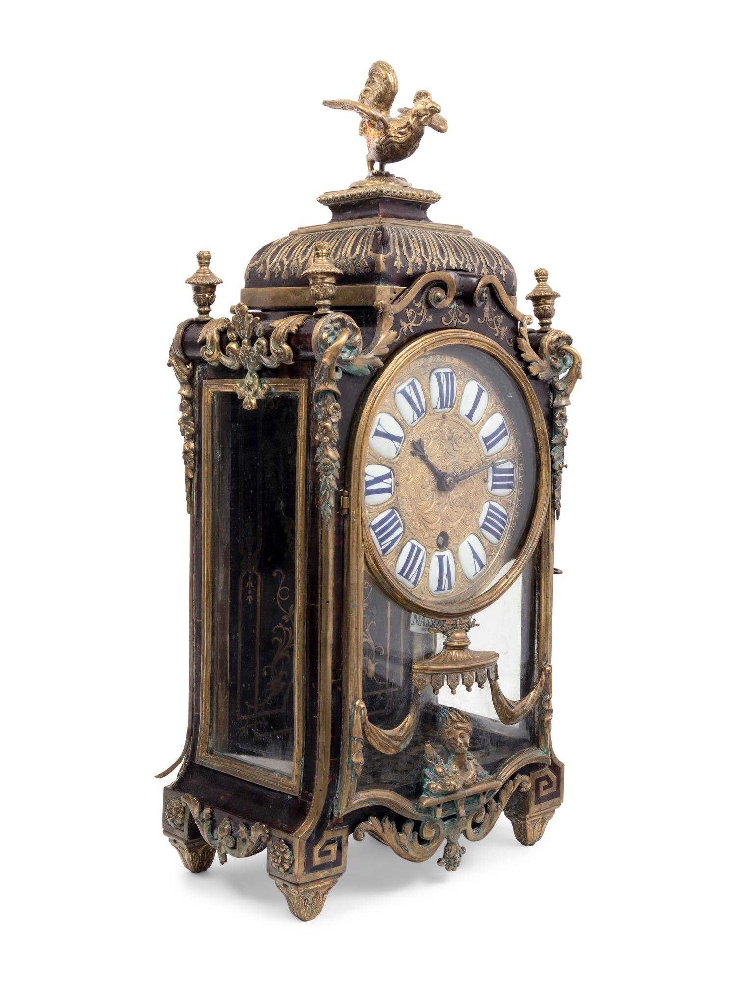 A Napoleon III Gilt Bronze Mounted Tortoise Shell and Boulle Marquetry Bracket Clock