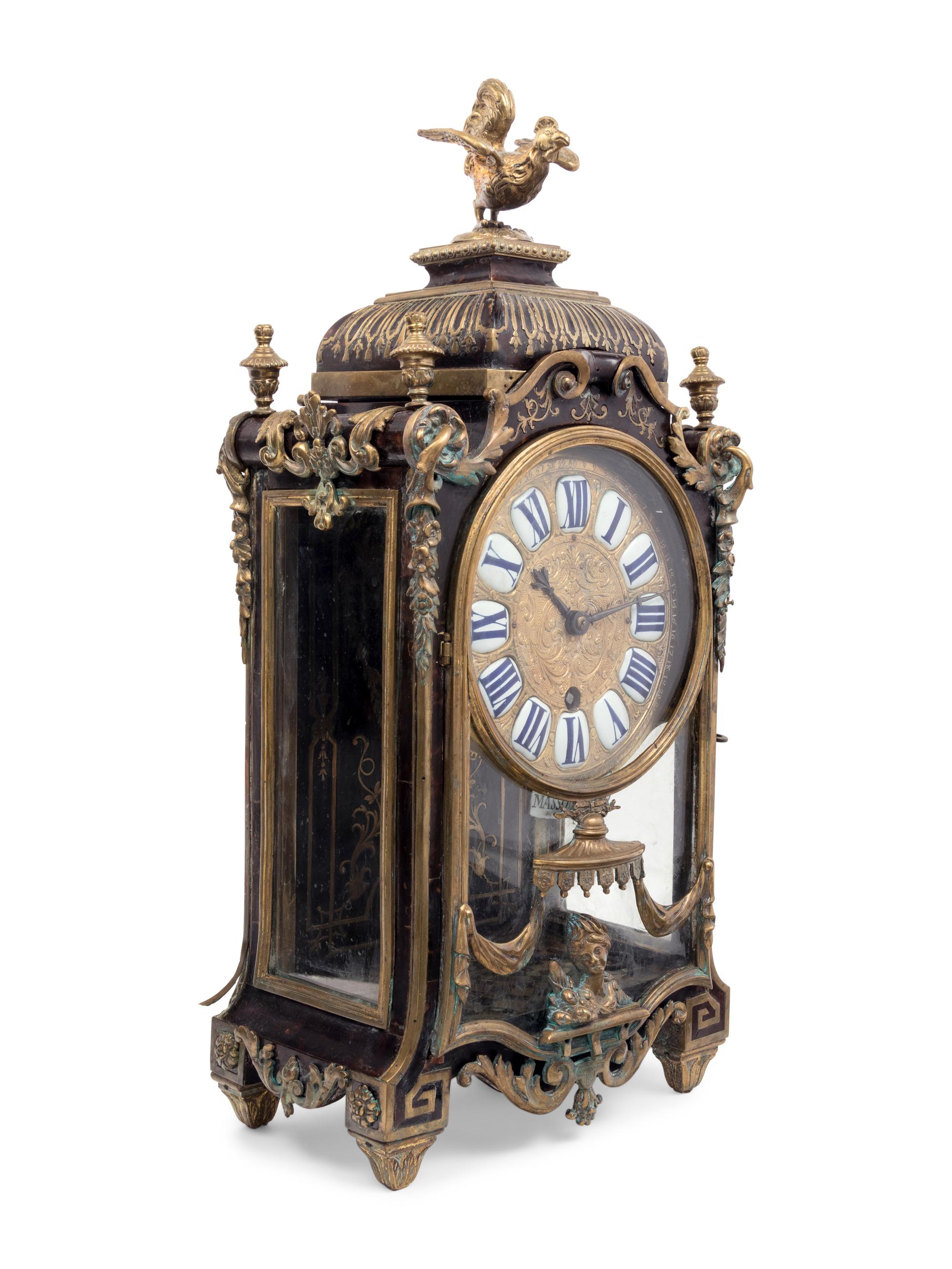 A Napoleon III Gilt Bronze Mounted Tortoise Shell and Boulle Marquetry Bracket Clock