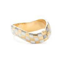 ANGELA CUMMINGS, YELLOW GOLD AND MOTHER-OF-PEARL BANGLE BRACELET