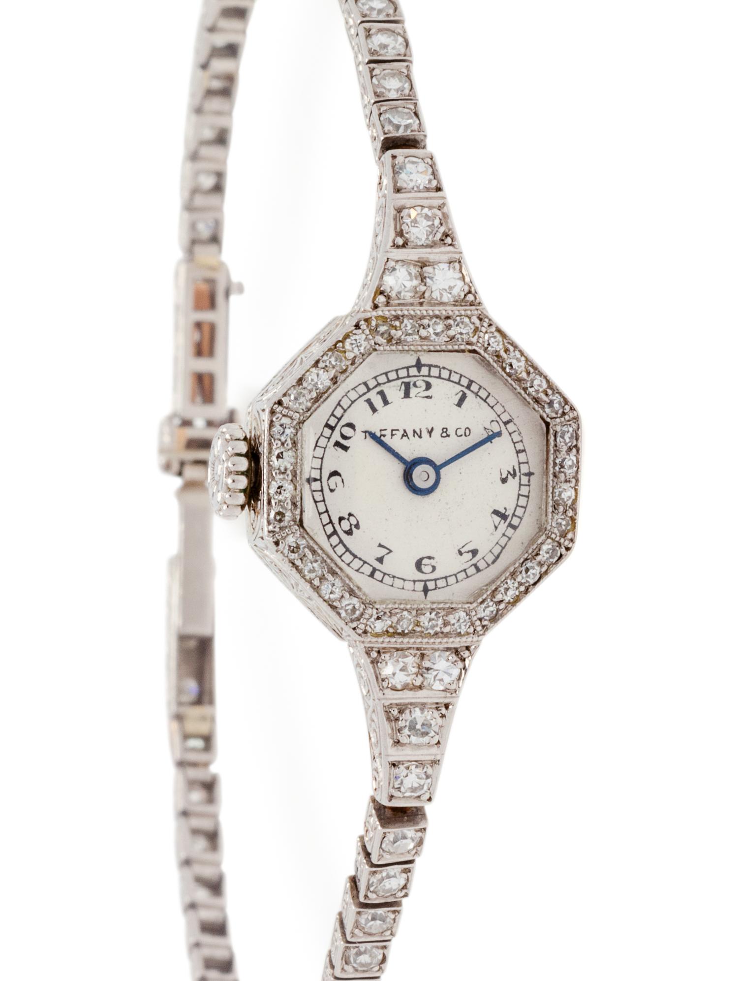 TIFFANY & CO., ANTIQUE, PLATINUM AND DIAMOND WRISTWATCH
