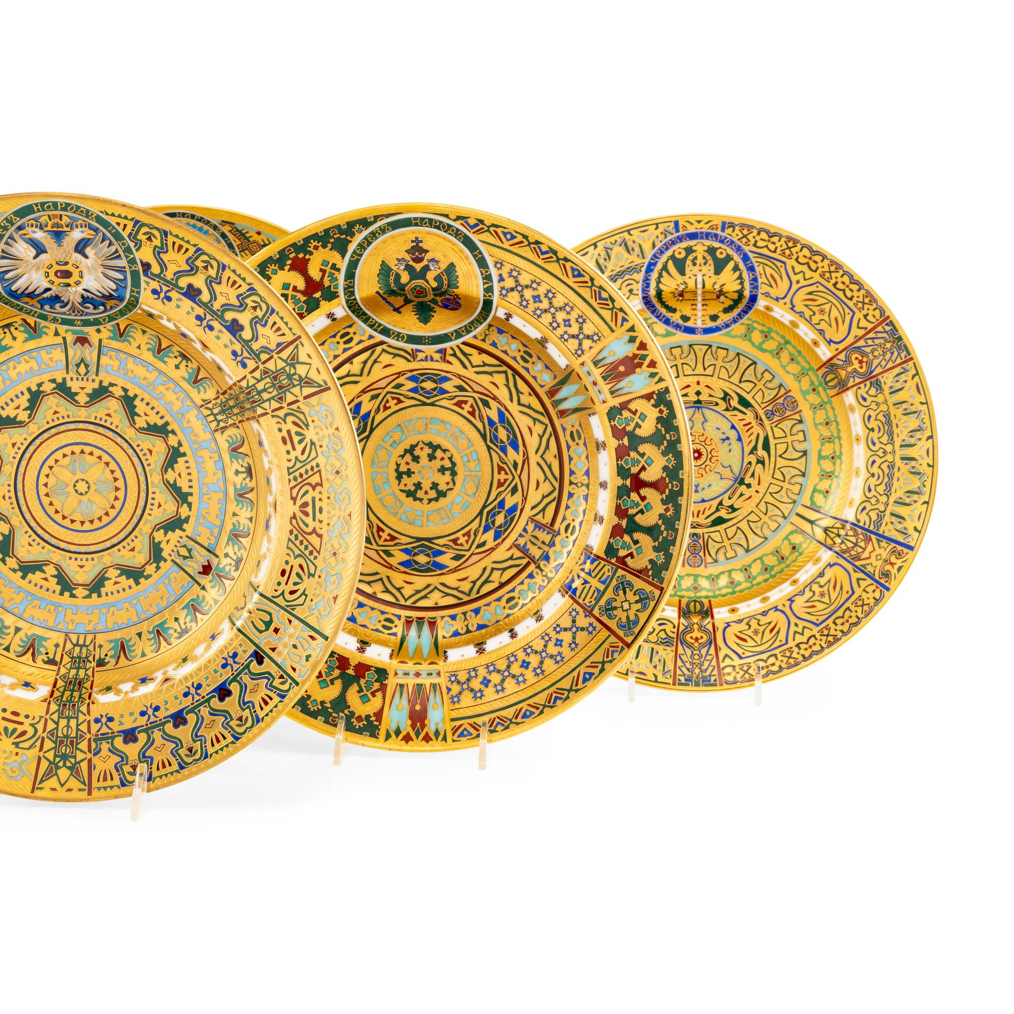 A Set of Six Kornilov Brothers Porcelain Soup Bowls
