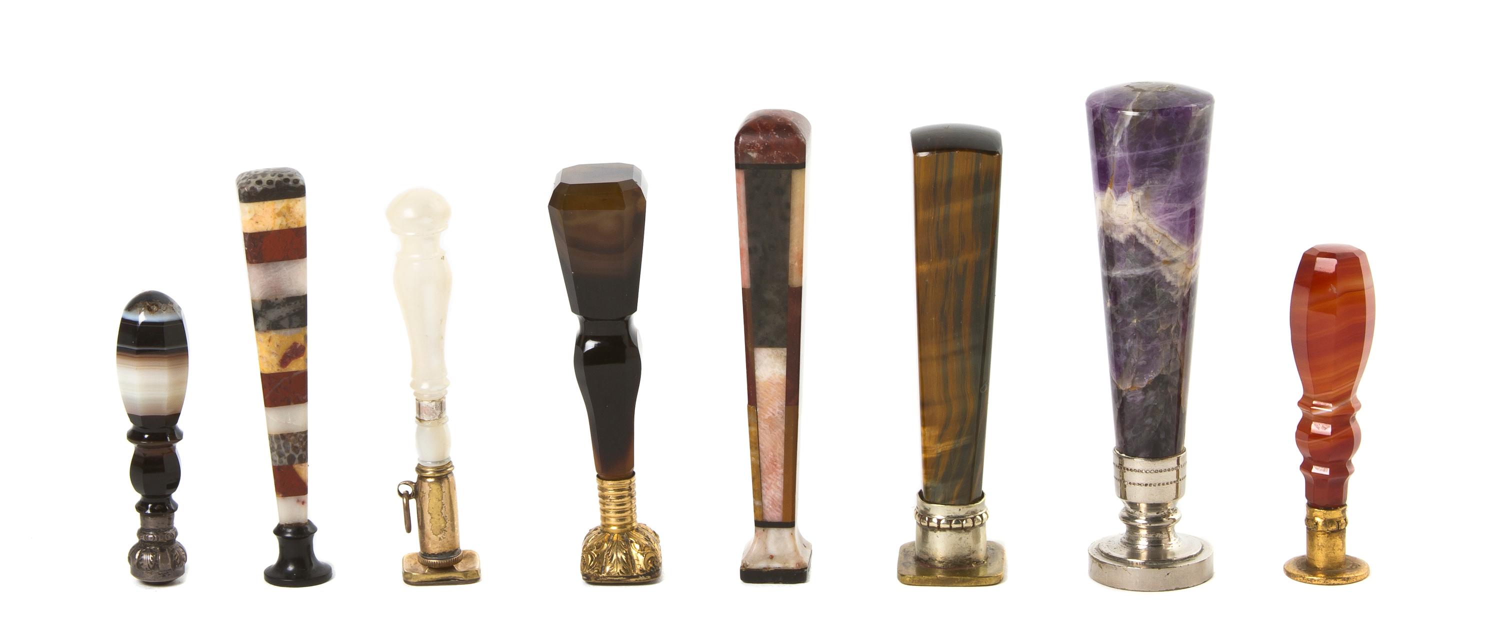 A Collection of Hardstone Seals, Height of tallest 3 1/4 inches.
