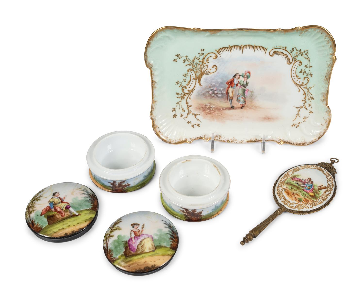 A Group of Limoges Porcelain Vanity Items