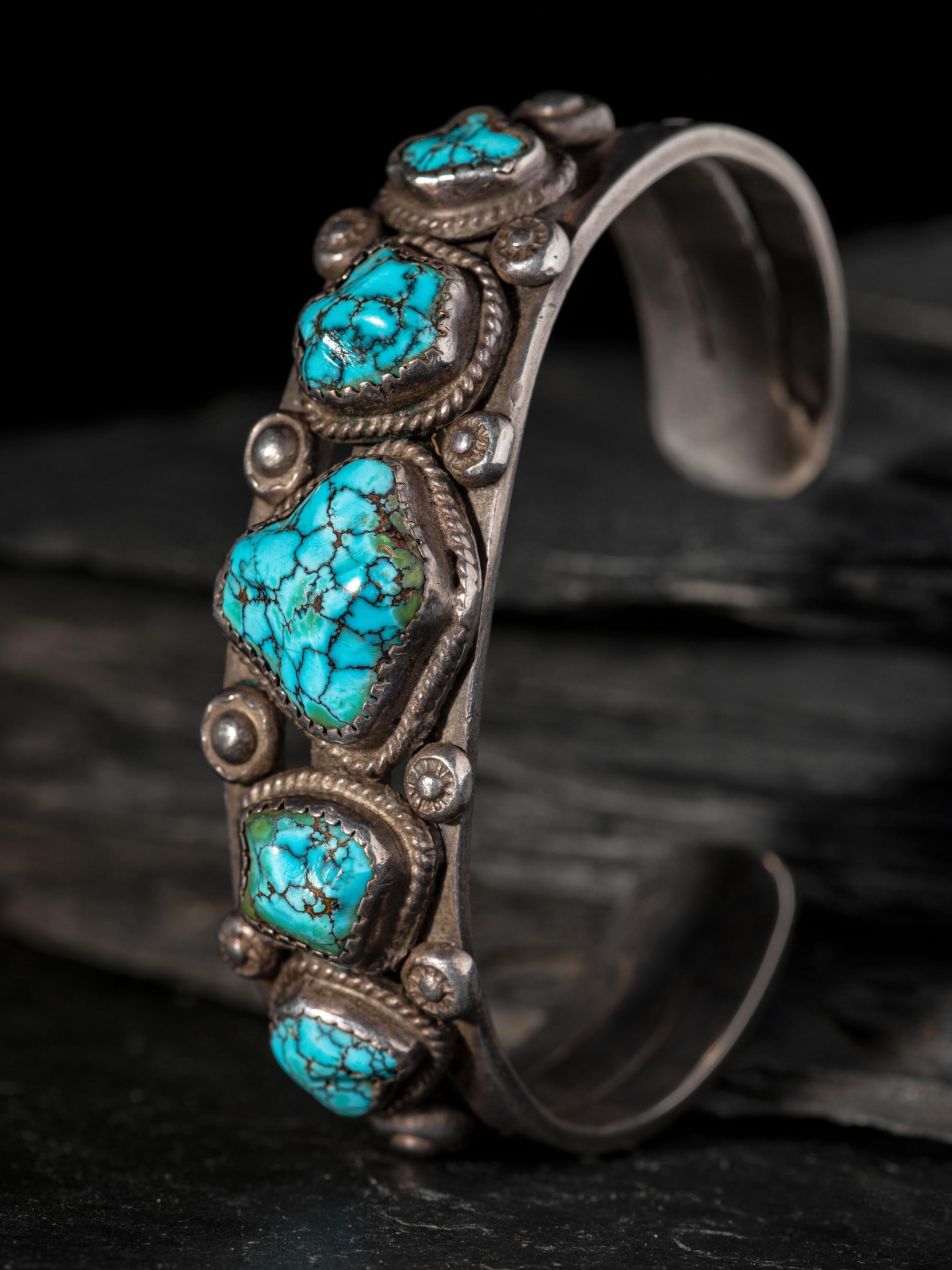 Navajo Silver and #8 Turquoise Cuff Bracelets